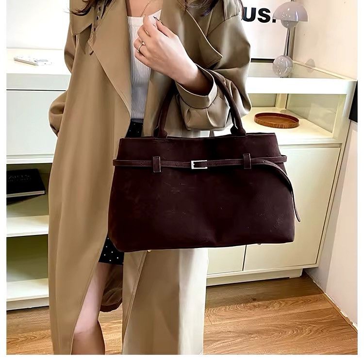 Vintage Retro 90s style suede hobo shoulder trendy brown bag y2k Size ONE SIZE - 5 Thumbnail