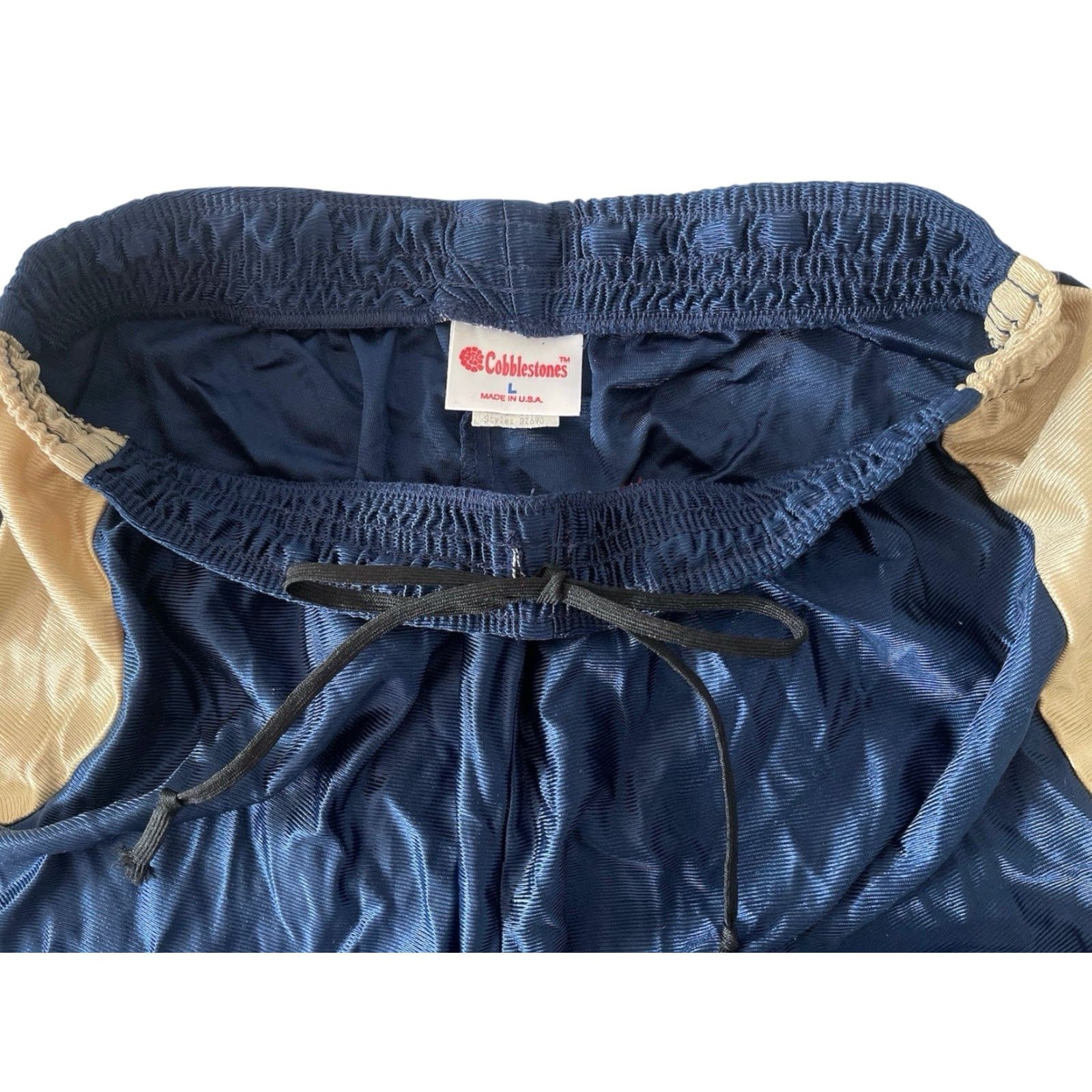 Vintage VINTAGE Cobblestones Basketball Shorts Mens 90s Blue NWOT 7” Inseam L Navy Gold USA Size US 33 - 3 Thumbnail