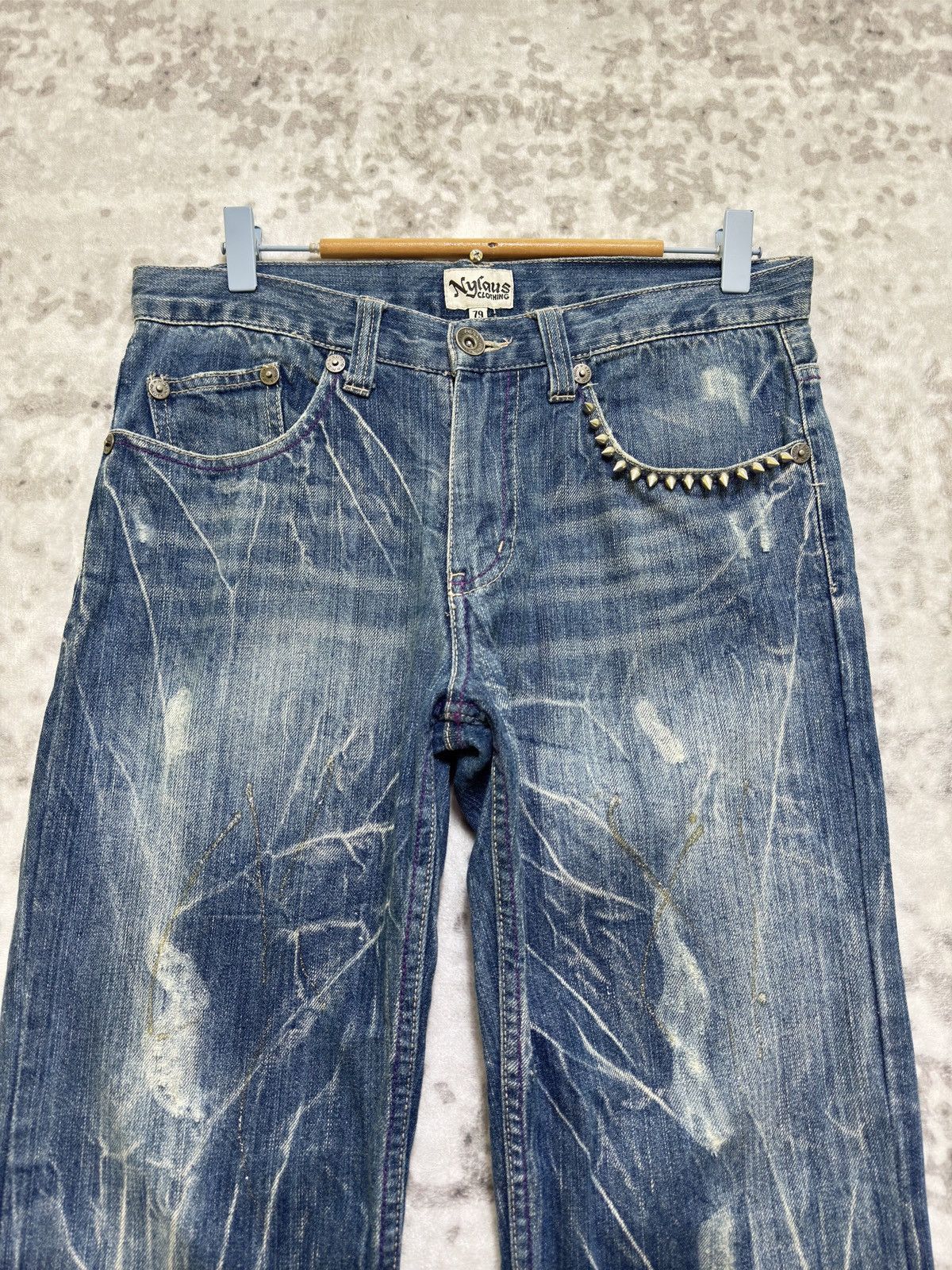 Hysteric Glamour NYLAUS Studded Claw Mark Glitter Splash Denim Jeans Size US 30 / EU 46 - 3 Thumbnail