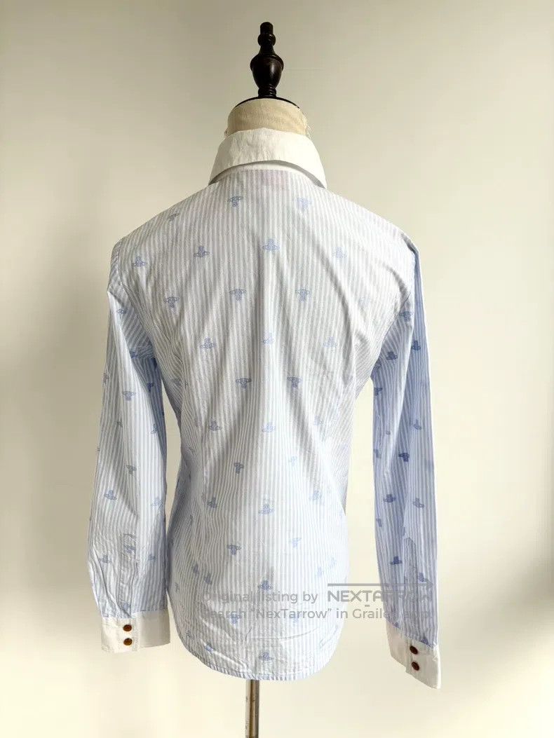 Vivienne Westwood Vivienne Westwood Vintage Blue Striped Saturn Printed Shir Size M / US 6-8 / IT 42-44 - 4 Thumbnail