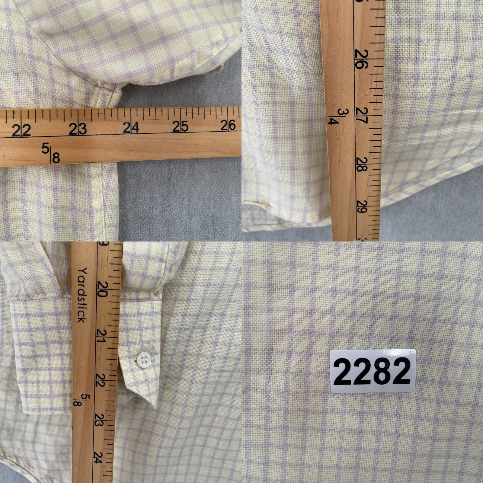 Canali VINTAGE Canali Shirt Adult 15.75/40 Yellow Lavender Check Button-Up Long Sleeve Mens Size US L / EU 52-54 / 3 - 8 Thumbnail