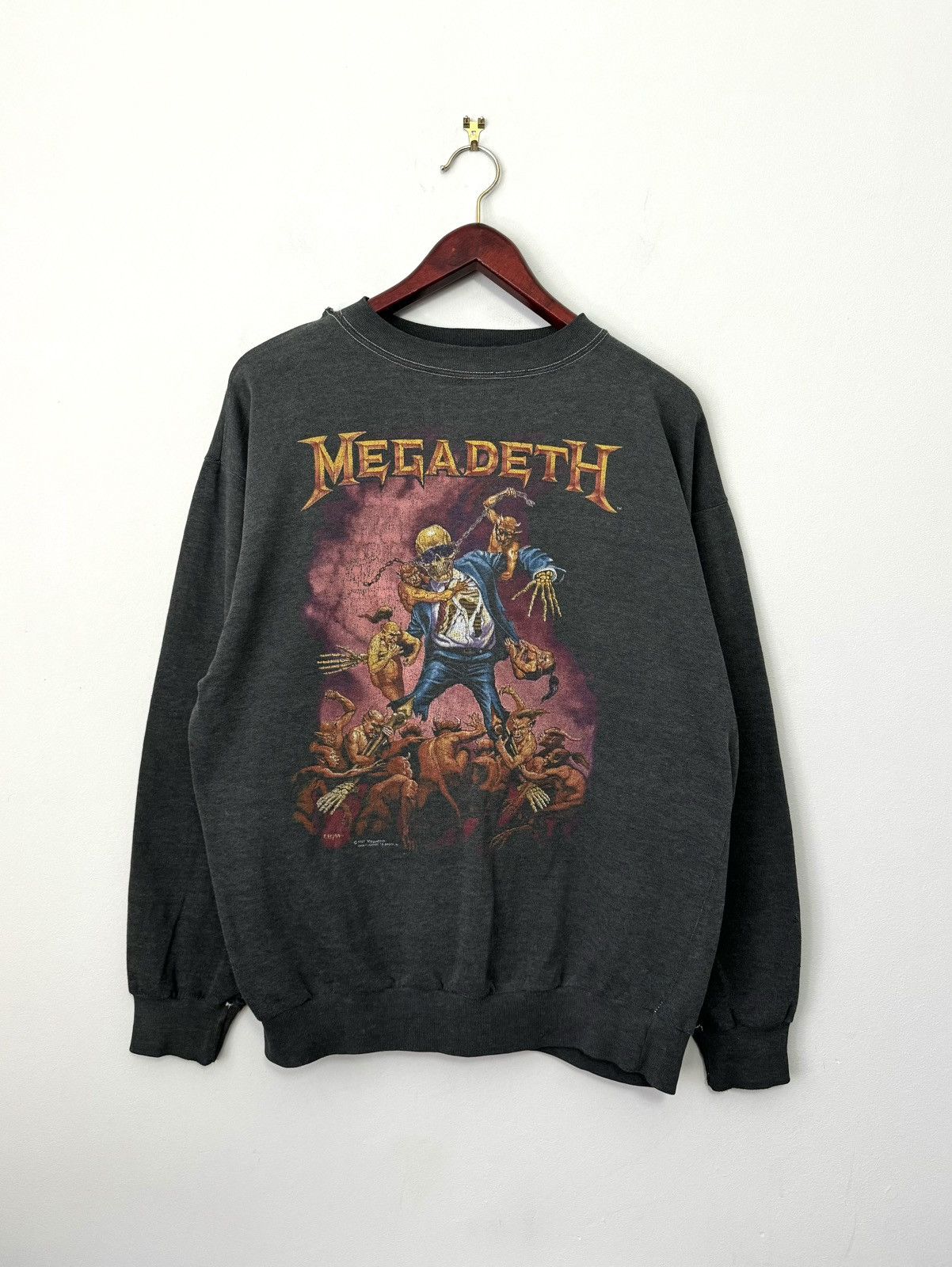Vintage Megadeth 1991 Vic Rattlehead Go to Hell Sweatshirt