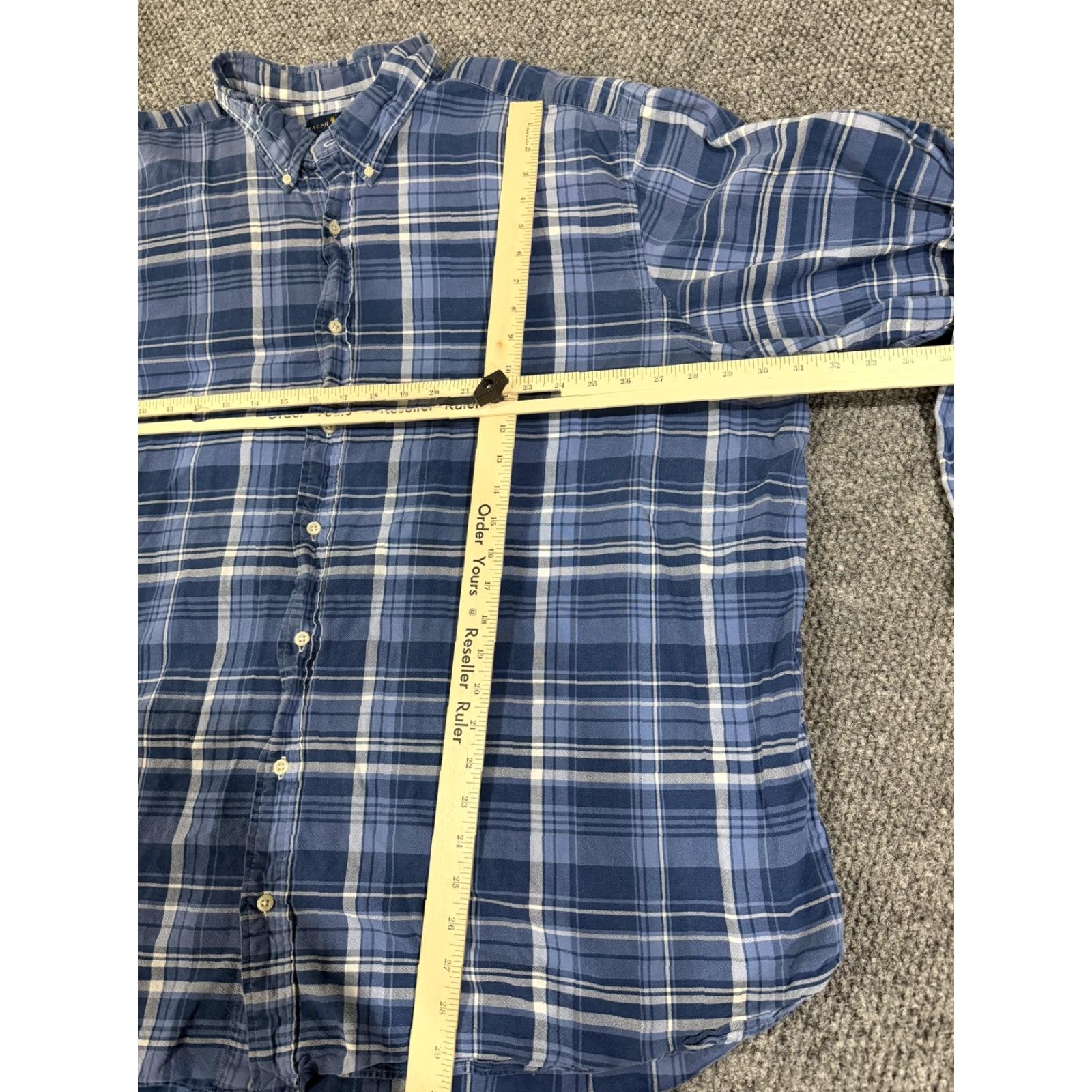 Ralph Lauren Ralph Lauren Shirt Mens 4XB Big Big & Tall Indigo Plaid Blue Oxford Button Down Casual Size US XXL / EU 58 / 5 - 3 Thumbnail