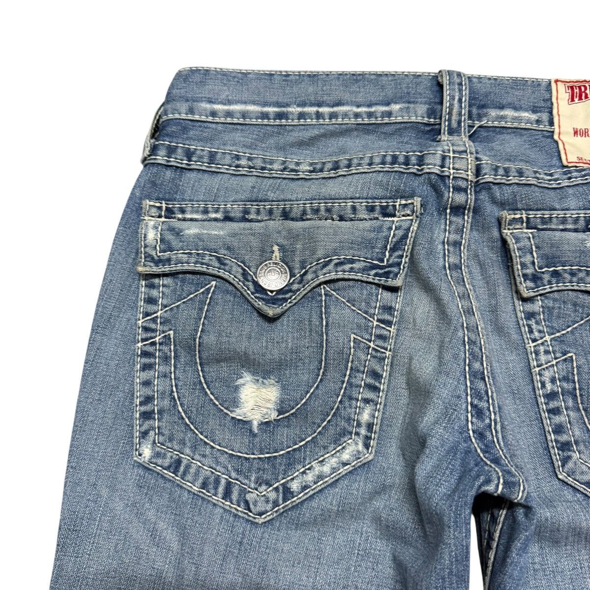 True Religion Vintage True Religion Denim Flare Jeans Distressed Size US 33 - 11 Thumbnail