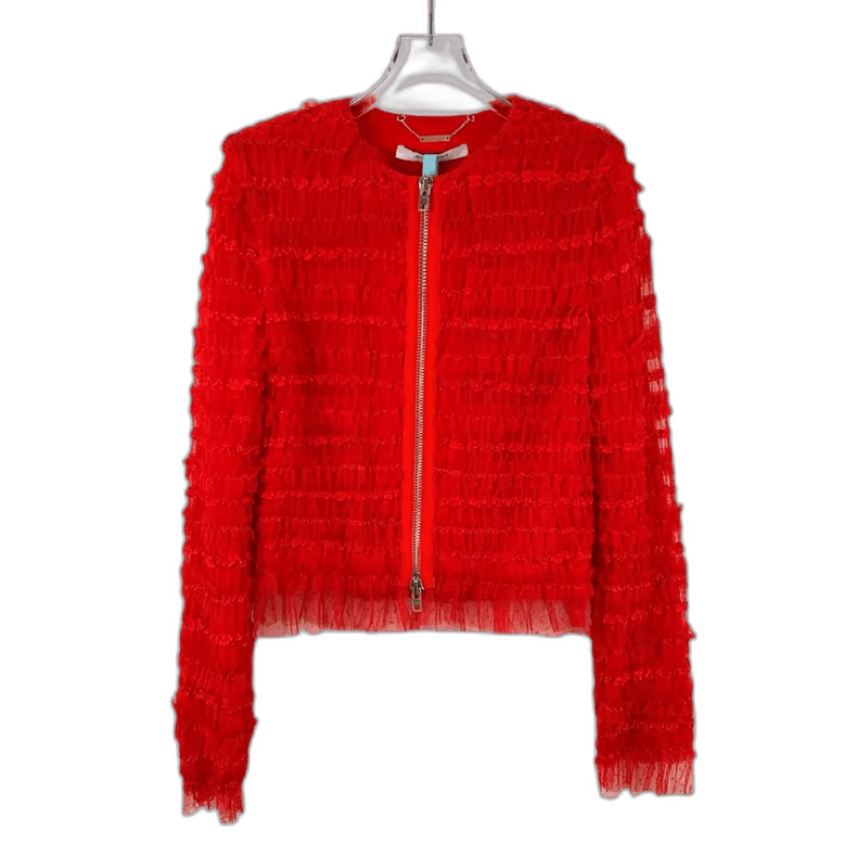 Givenchy Givenchy Red Lace Zip-Up Long Sleeve Jacket Size S / US 4 / IT 40 - 1 Thumbnail