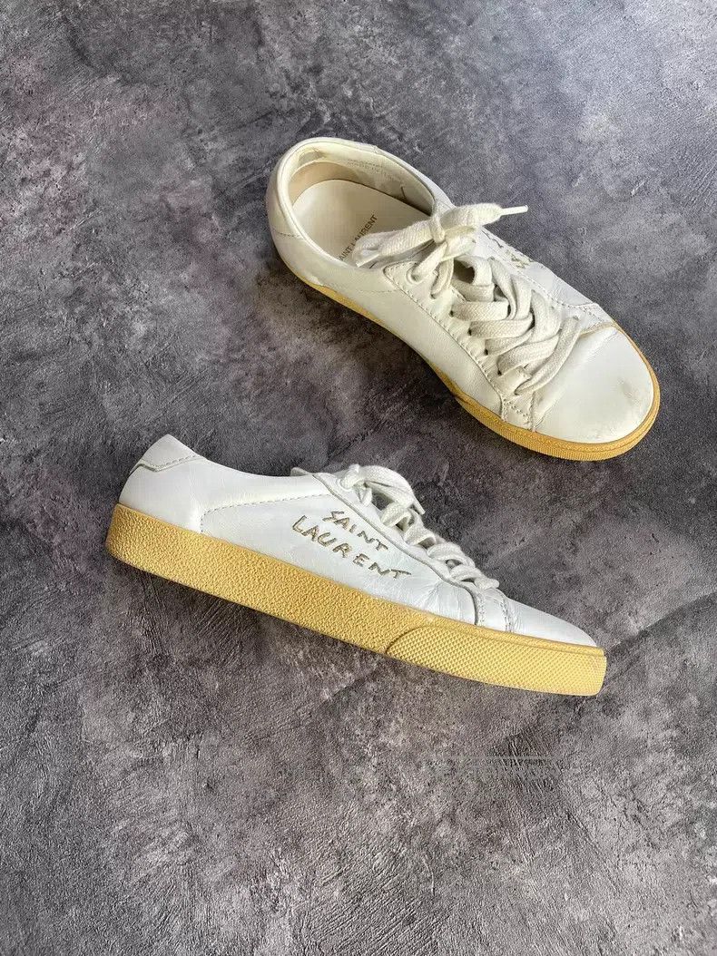 Saint Laurent Paris Saint Laurent Paris Gold Inscription Embroidered Low-Top C Size US 5.5 / EU 38 - 2 Thumbnail
