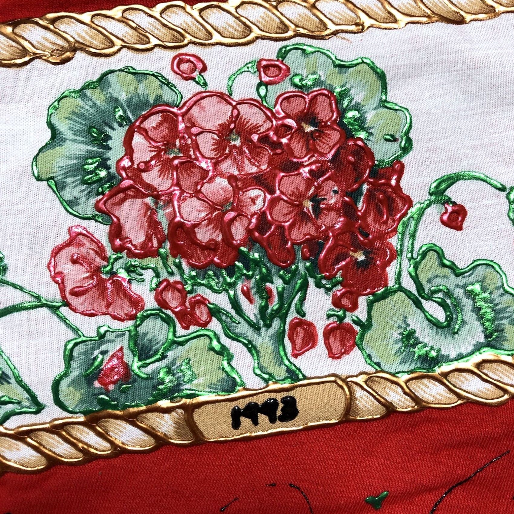 Fruit Of The Loom VINTAGE Fruit of the Loom T-Shirt Floral Rose Hand-Painted 1993 90s Red Medium Unisex Adults Mens Womens Short Sleeve Crew Neck Cotton Blend Size US M / EU 48-50 / 2 - 3 Thumbnail