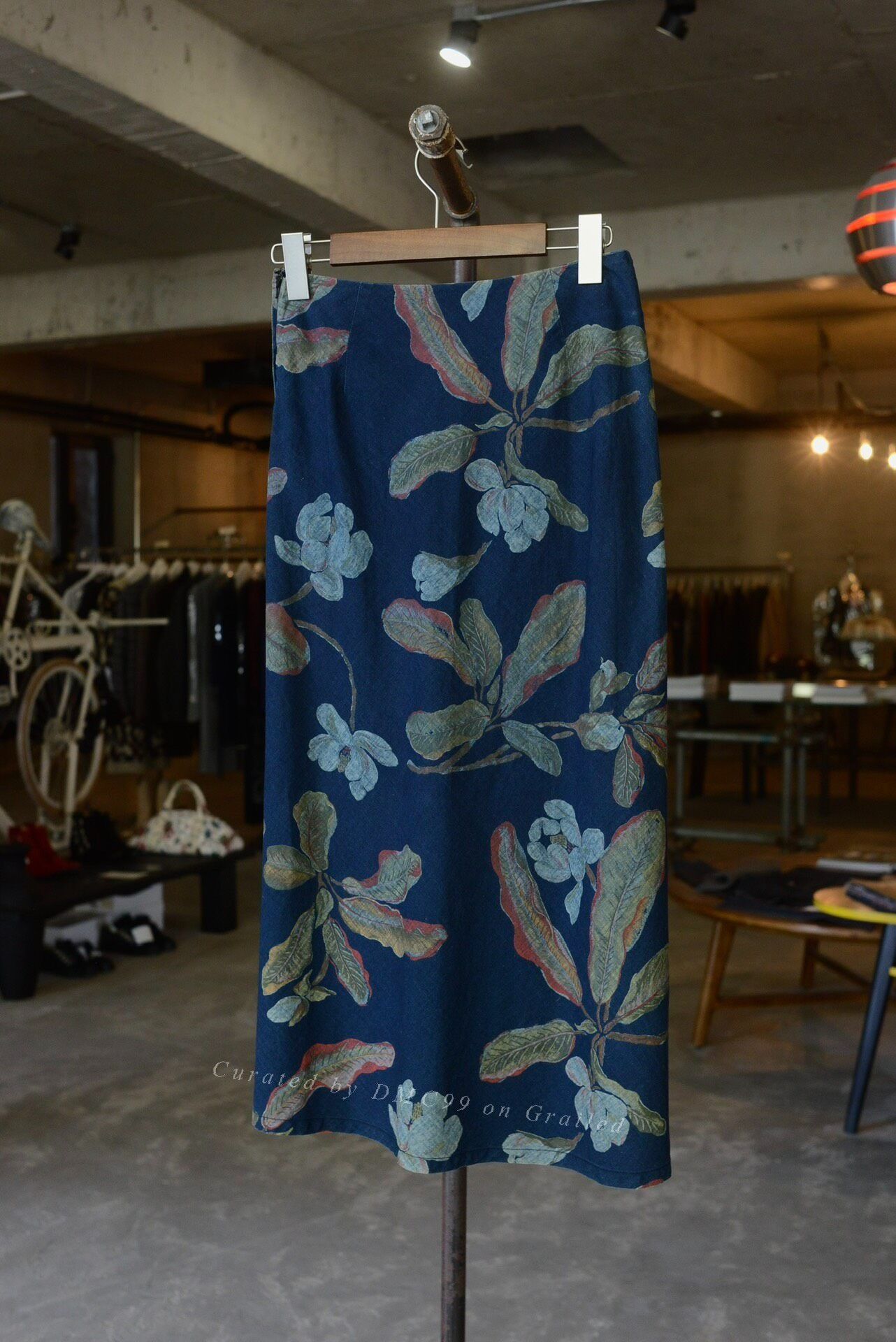 45rpm 45r Indigo Floral A-Line Skirt Size 34" / US 12 / IT 48 - 1 Thumbnail