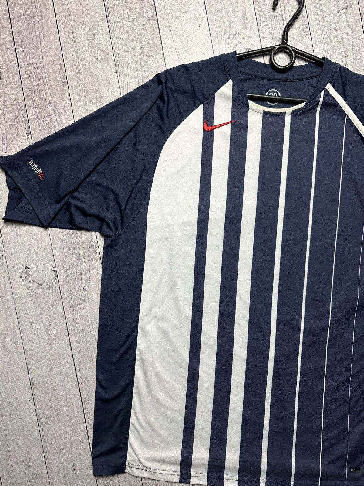 Nike × Vintage Vintage Nike Total 90 tee jersey size L logo striped Size US L / EU 52-54 / 3 - 2 Thumbnail