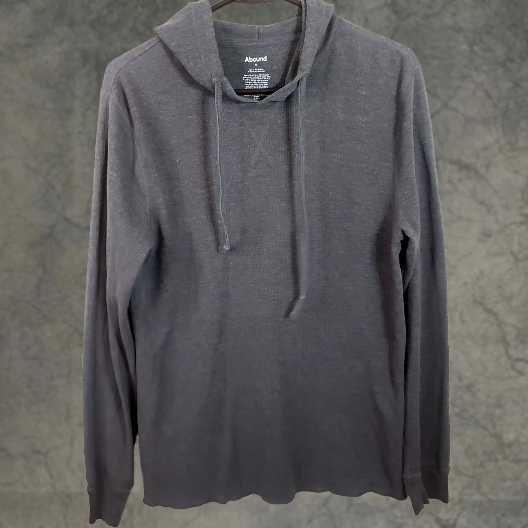 Vintage ABOUND Sweatshirt Gray M Hooded Waffle Knit Light Weight Drawstring Women Size M / US 6-8 / IT 42-44 - 1 Thumbnail