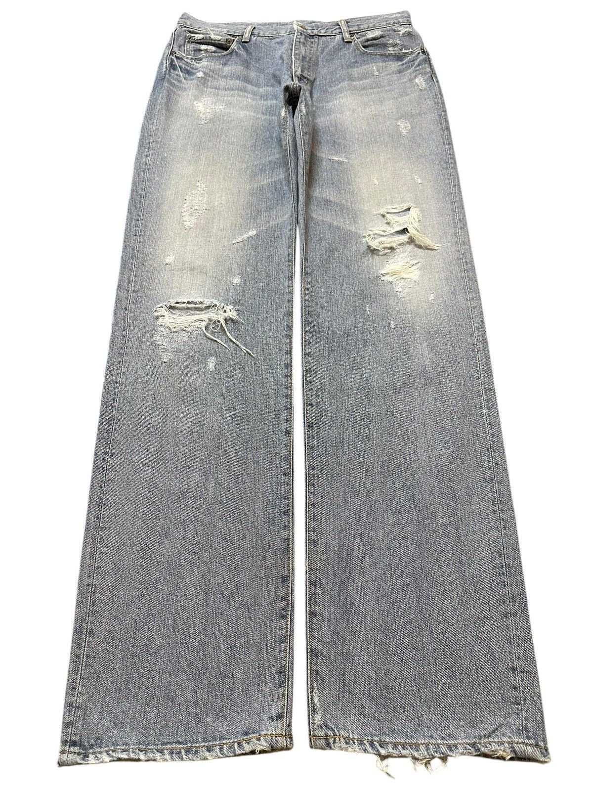 Junya Watanabe Vintage Japanese Brand Blue Faded Wash Distress Loose Jeans Size US 32 / EU 48 - 1 Thumbnail