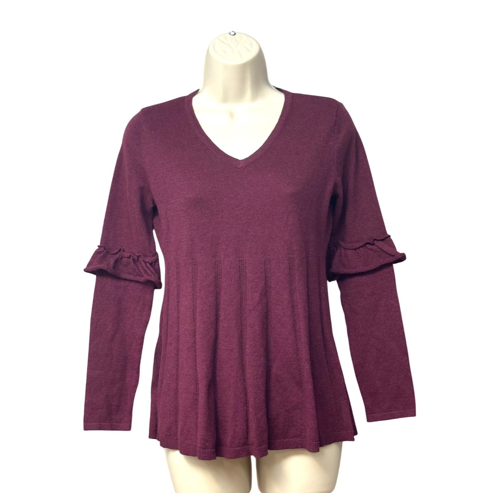 Other Style & Co Petite Pleated Ruffle-Sleeve Sweater, Medium Pur Size ONE SIZE - 1 Thumbnail