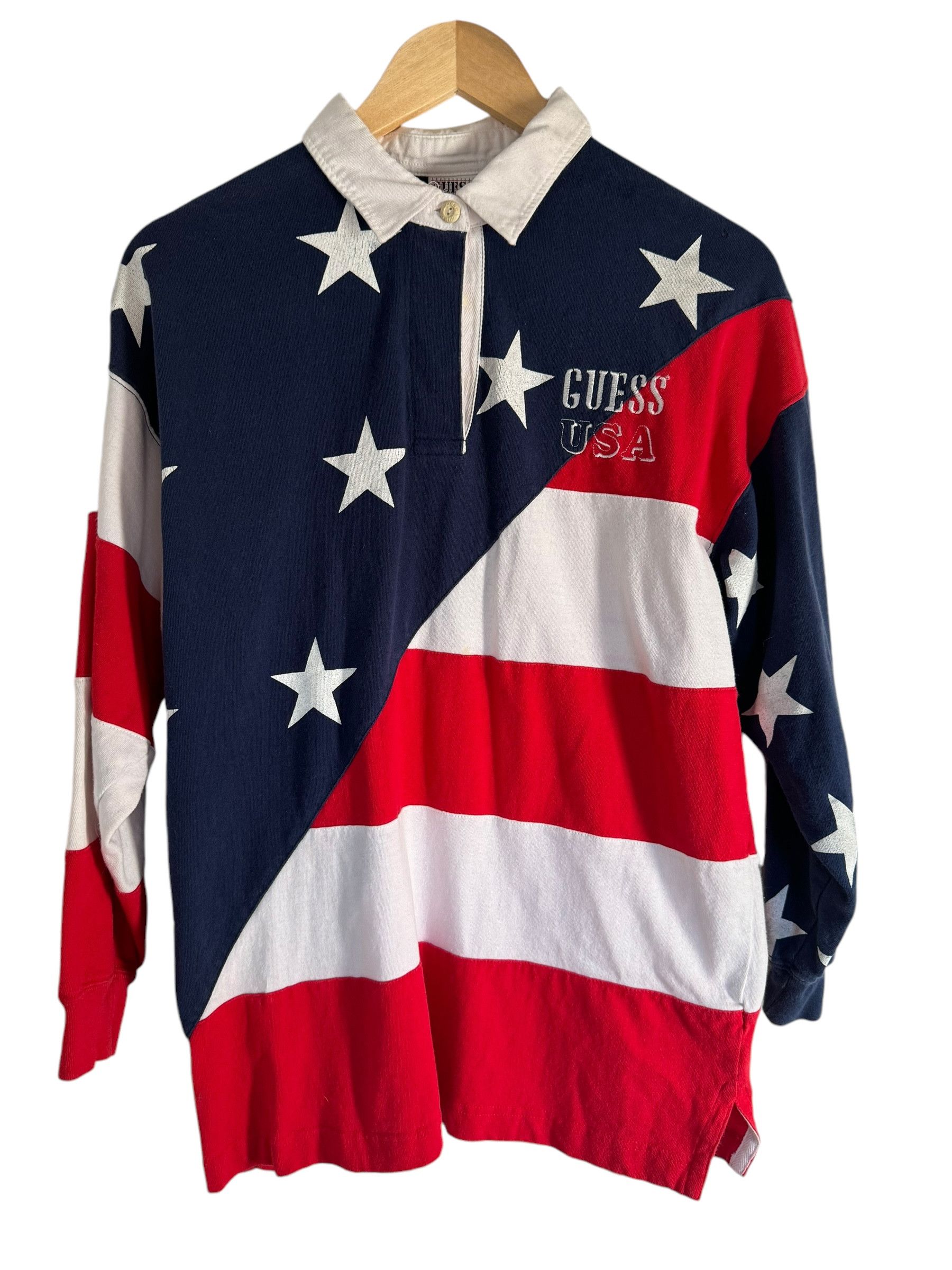 Guess Vintage 80s Guess US Flag Collared Long Sleeve Size US M / EU 48-50 / 2 - 1 Thumbnail