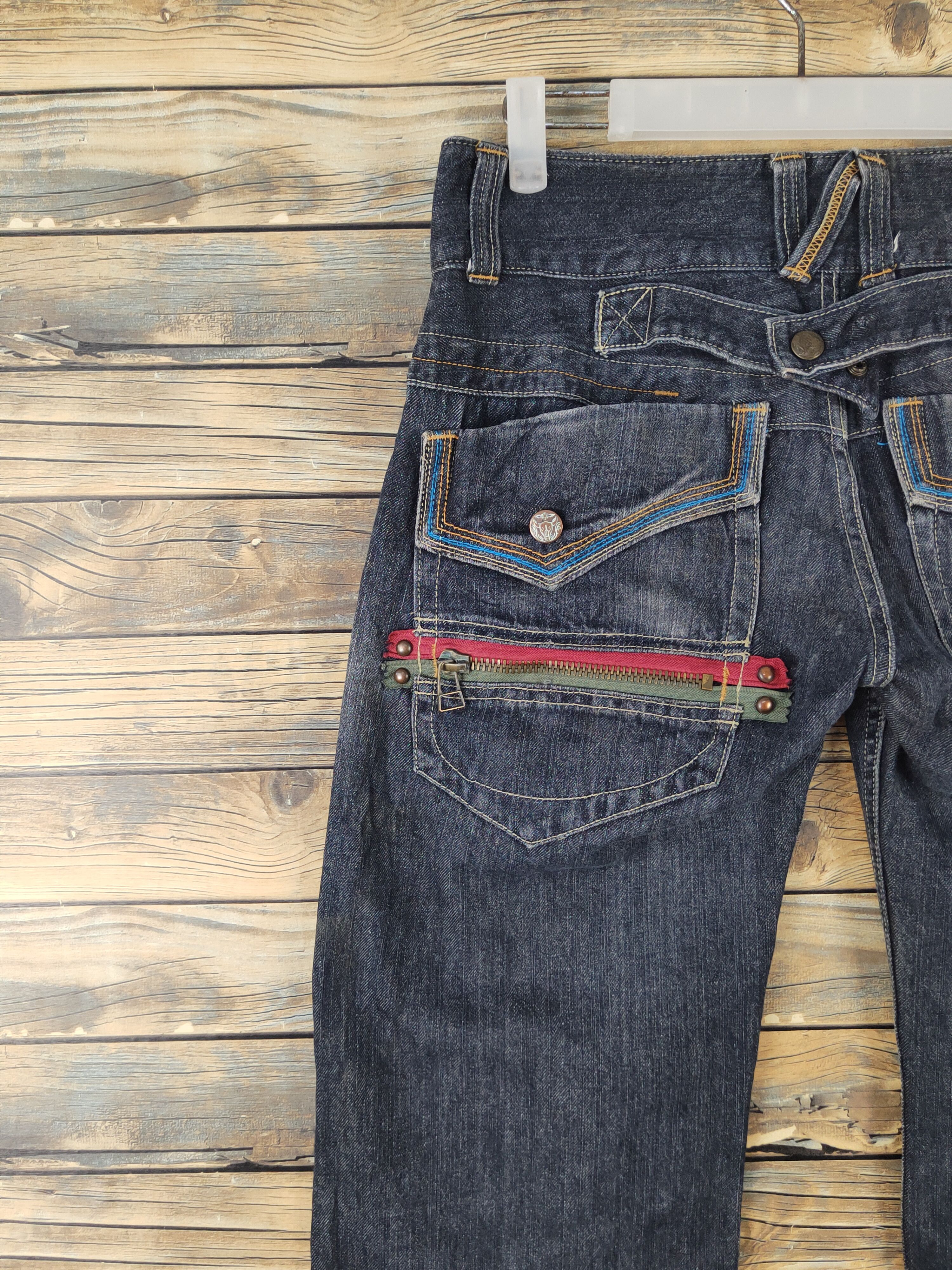 Japanese Brand Exit buckle back Distressed Ripped denim punk Jeans #W1991 Size 29" - 9 Thumbnail