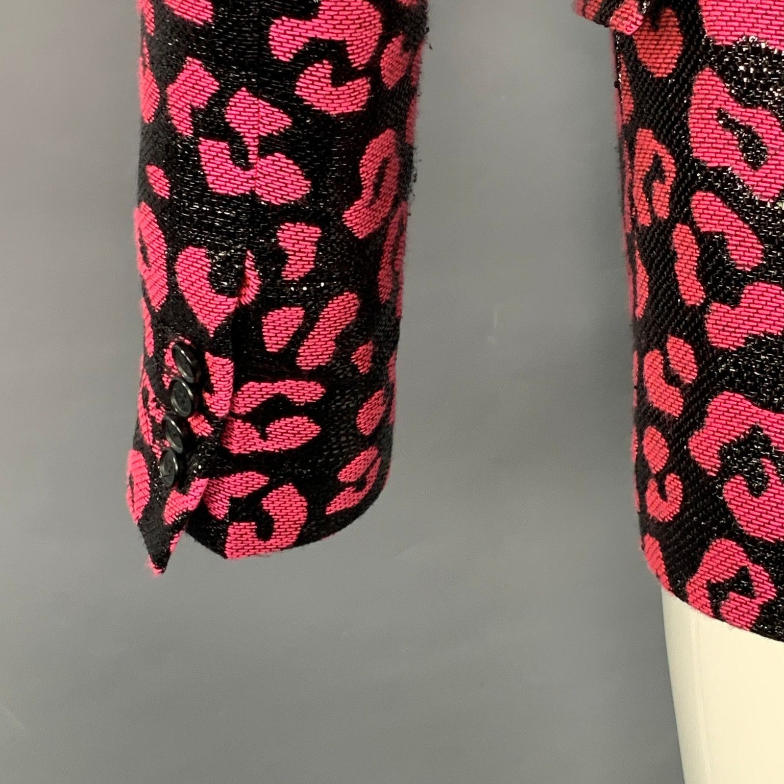Walter Van Beirendonck SS22 Size 38 Regular Sharp Blazer Black Hot Pink Sport Coat Size 38R - 5 Thumbnail