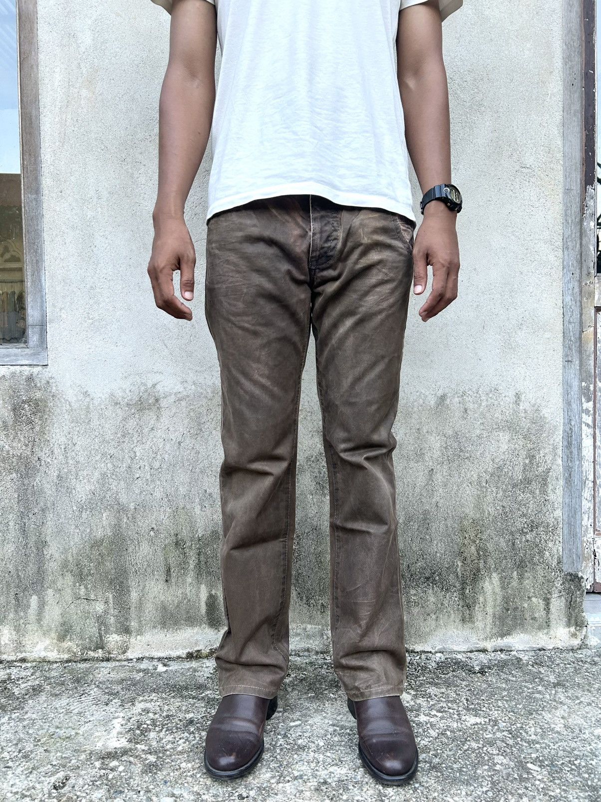 Neil Barrett Vintage Rare Neil Barrett Brown Coated Pants Size US 31 - 1 Thumbnail