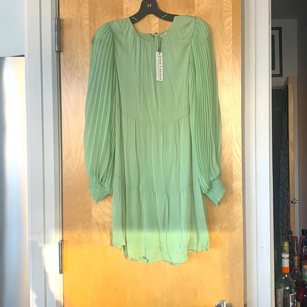 Designer Alice + Olivia-Chiffon bell slv mid length-Sm-100% Vis Shell Size S / US 4 / IT 40 - 1 Thumbnail