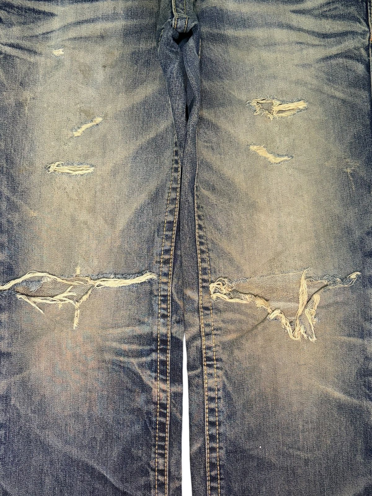 Affliction Vintage Lolita Embroidered Buckled Low Rise Distress Jeans Size 31" - 4 Thumbnail