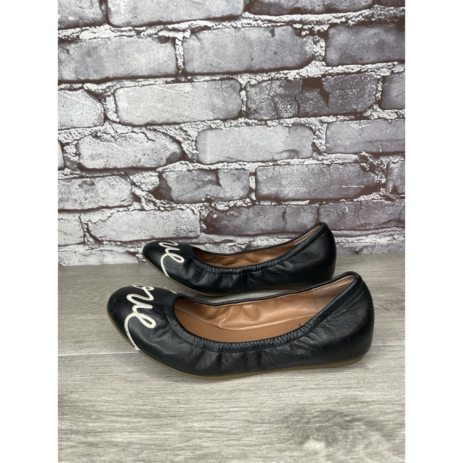 Other Ellen Degeneres ED Love Black Leather Ballerina Flats Shoes Size US 6 / IT 36 - 13 Thumbnail
