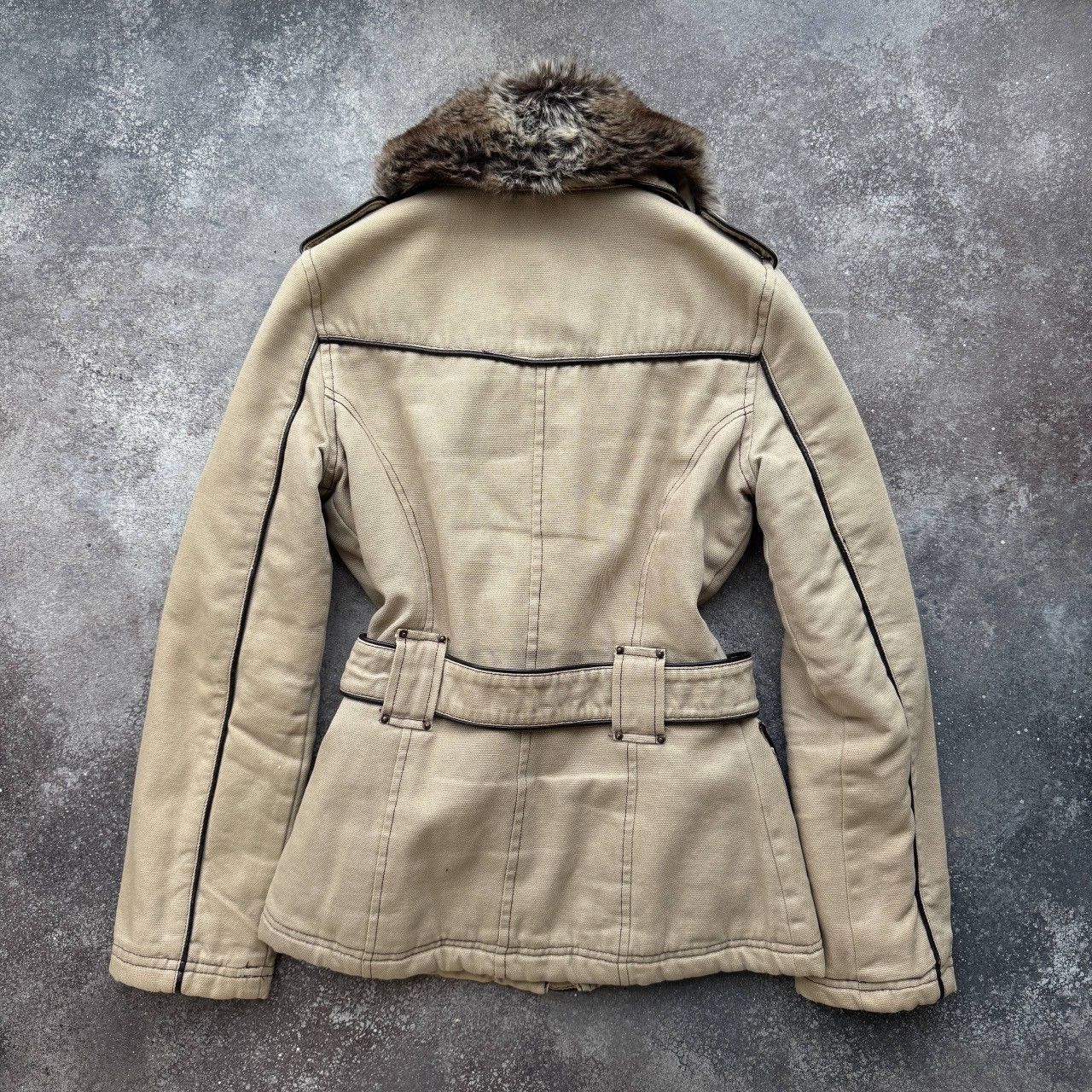 20471120 Avant Garde Vintage Faux Fur Collar Belted Utility Jacket Size S / US 4 / IT 40 - 8 Thumbnail