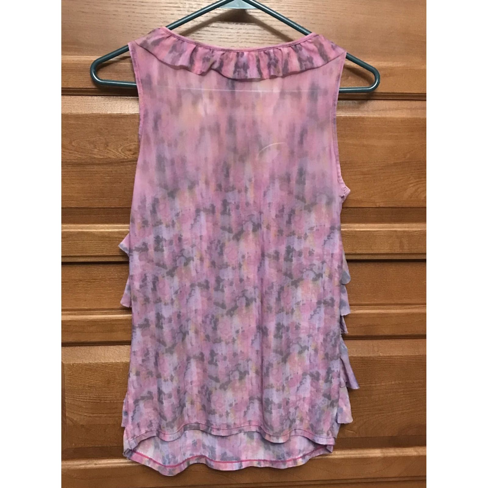Vintage Wet Seal Tank Juniors M Purple Sheer Ruffle Nylon Spandex Sleeveless Tank Top Woman/Women Casual Party/Cocktail 1257 Size M / US 6-8 / IT 42-44 - 2 Thumbnail