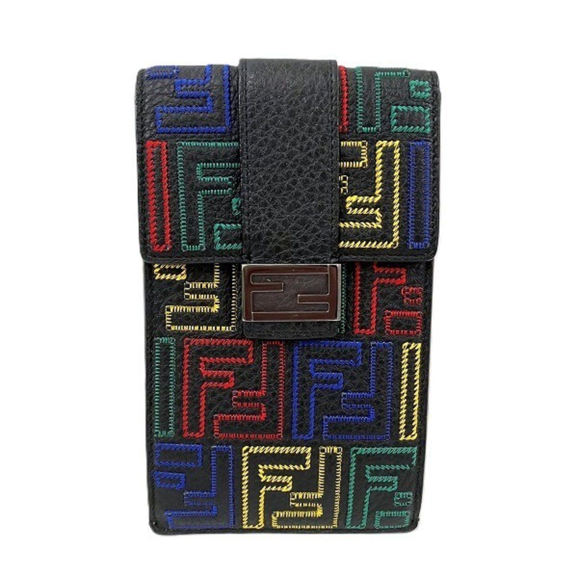 Fendi Phone Holder 7As120 Bag Pouch Men's Women's in Black