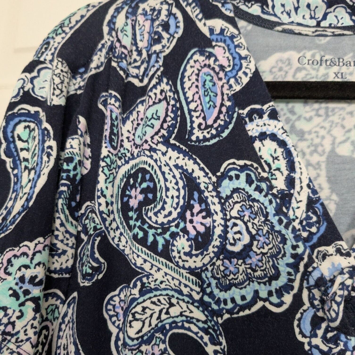 Croft & Barrow Croft & Barrow Paisley Dress Womens Size XL Blue V Neck Line Size XL / US 12-14 / IT 48-50 - 2 Thumbnail