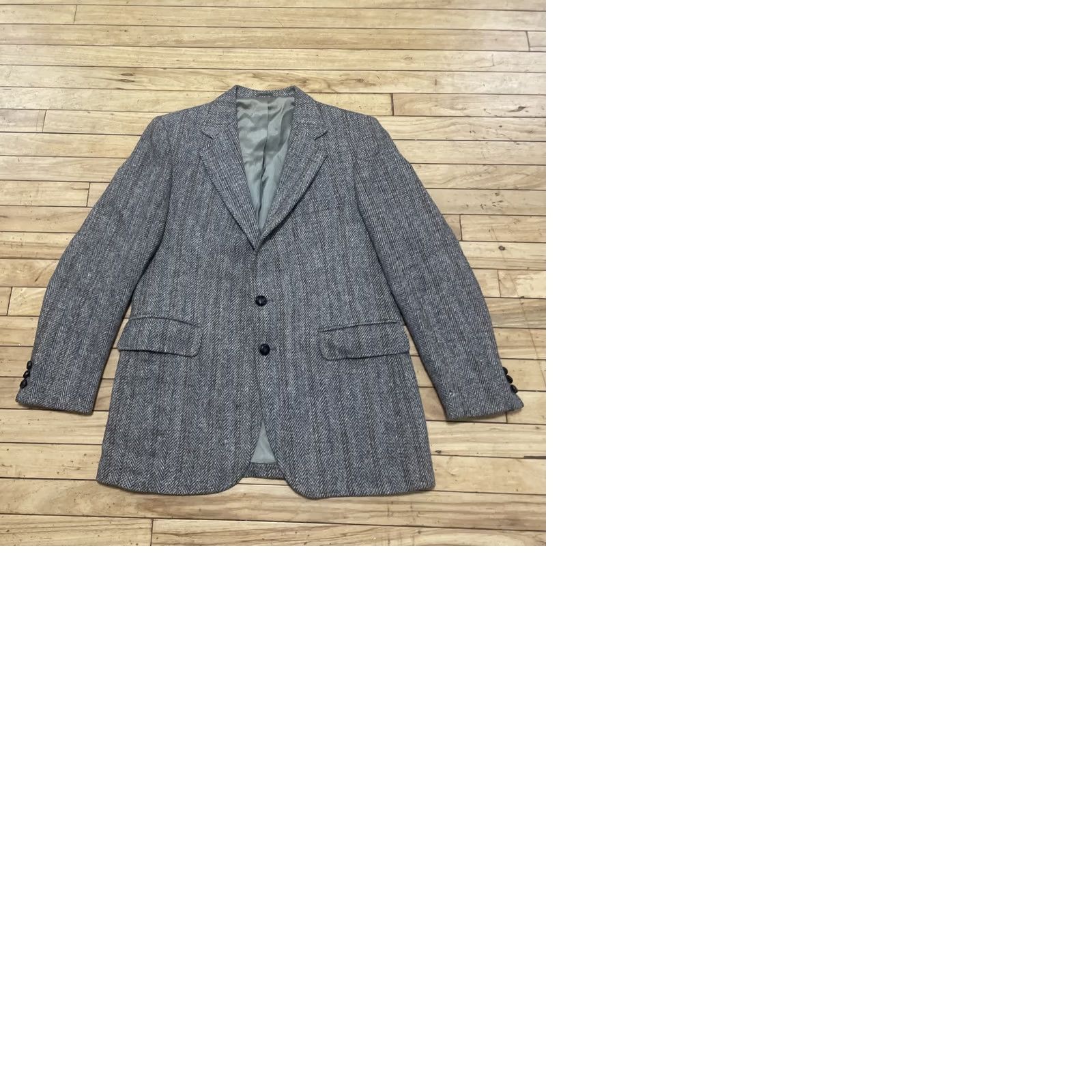 Harris Tweed VINTAGE Harris Tweed Sport Coat Men 40 Gray Herringbone Wool 2 Piece Single-Breasted Notch Lapel 1960s USA Brown/Blue/Orange Stripe Mens Size US XXS / EU 40 - 12 Thumbnail