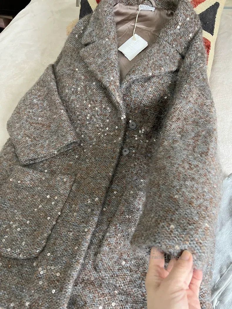 Brunello Cucinelli Brunello Cucinelli Sequin Cashmere Mohair Overcoat Size M / US 6-8 / IT 42-44 - 2 Thumbnail