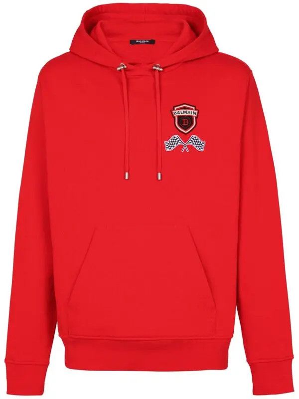 Balmain o1s1wg110925 Racing Hoodie in Red Size US L / EU 52-54 / 3 - 1 Thumbnail