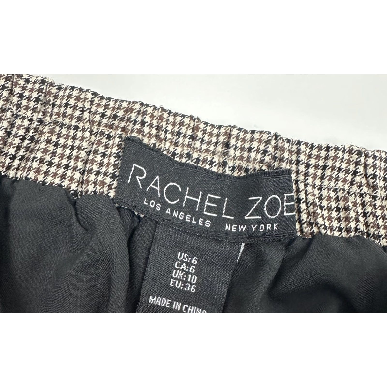 Rachel Zoe RACHEL ZOE Skirt 6 Plaid Houndstooth Beige Elastic Waist Mini Size 28" / US 6 / IT 42 - 6 Thumbnail