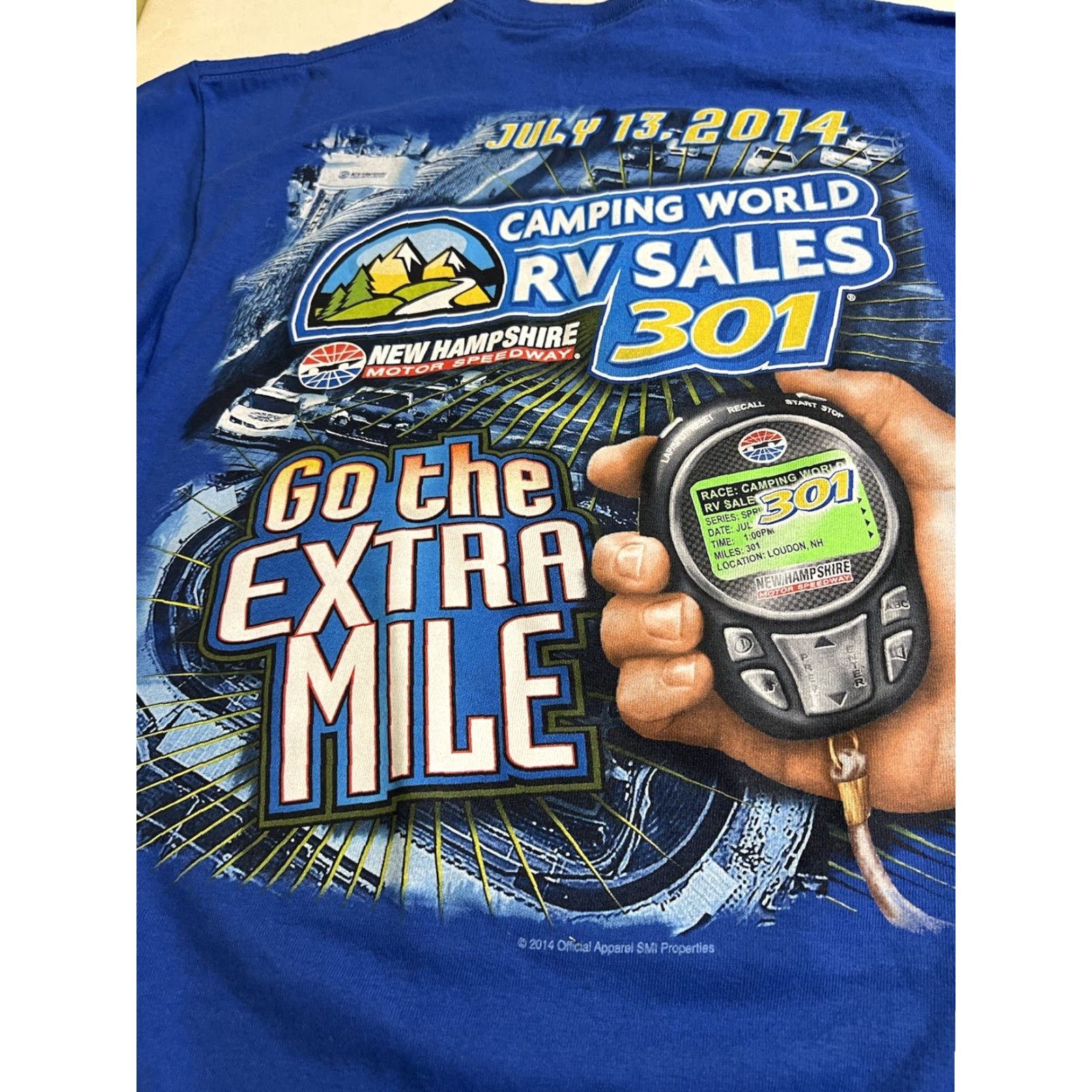 Delta NASCAR T-Shirt Blue Short Sleeve M Men Crew Neon Racing 2014 New Hampshire RV 301 Delta Cotton Size US M / EU 48-50 / 2 - 6 Thumbnail