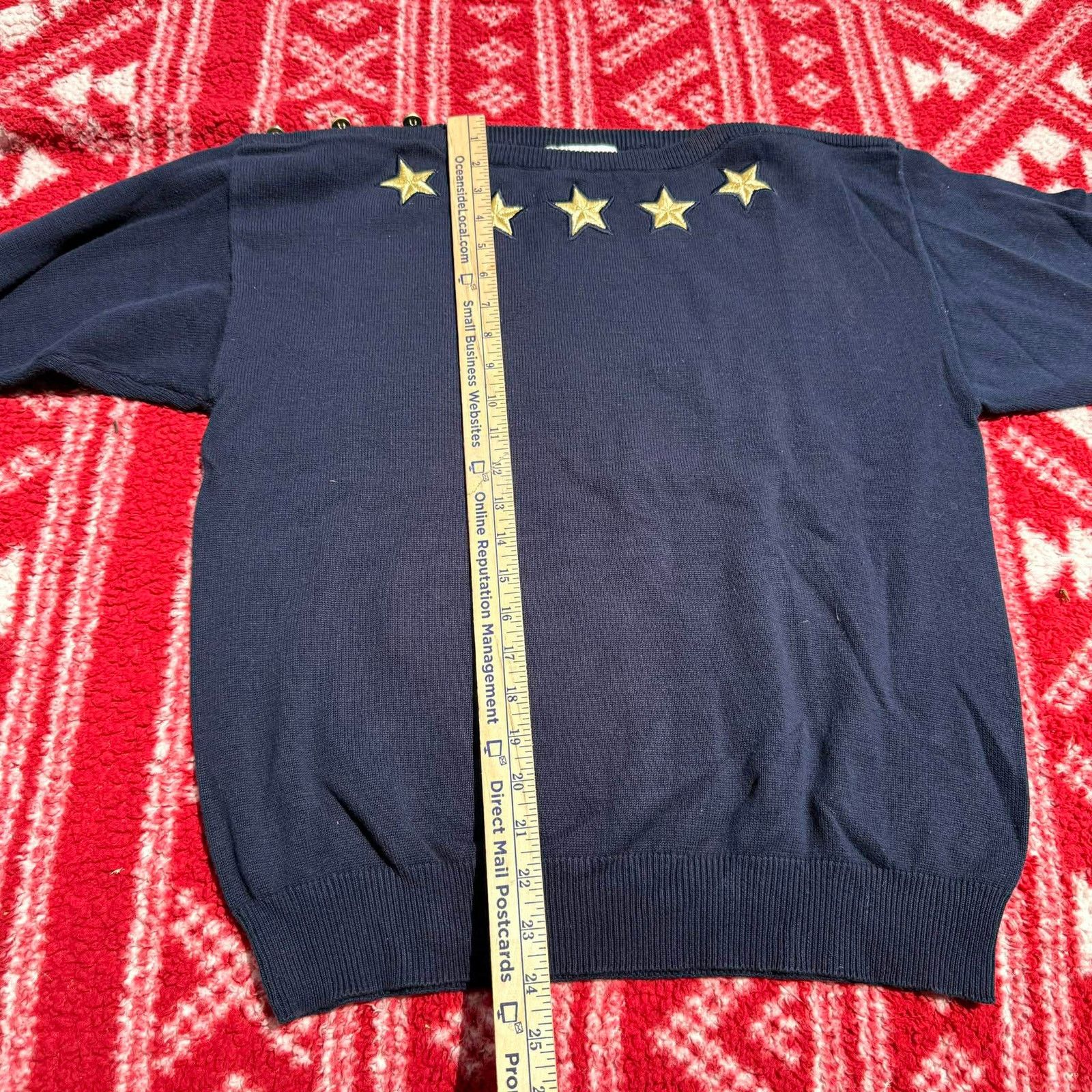 Other Vtg Stephanie by Suzelle Navy Star Sweater Gold Buttons Size L / US 10 / IT 46 - 5 Thumbnail