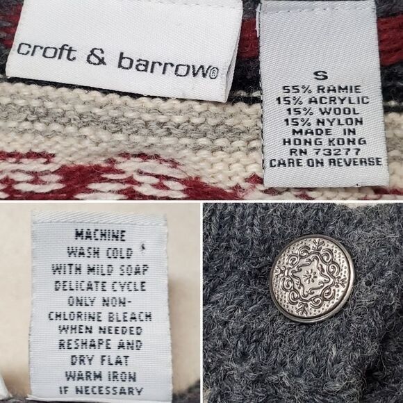 Croft & Barrow × Vintage Vintage 90s y2k Snowman Geometric Fair Isle Ski Cardigan Size S / US 4 / IT 40 - 3 Thumbnail