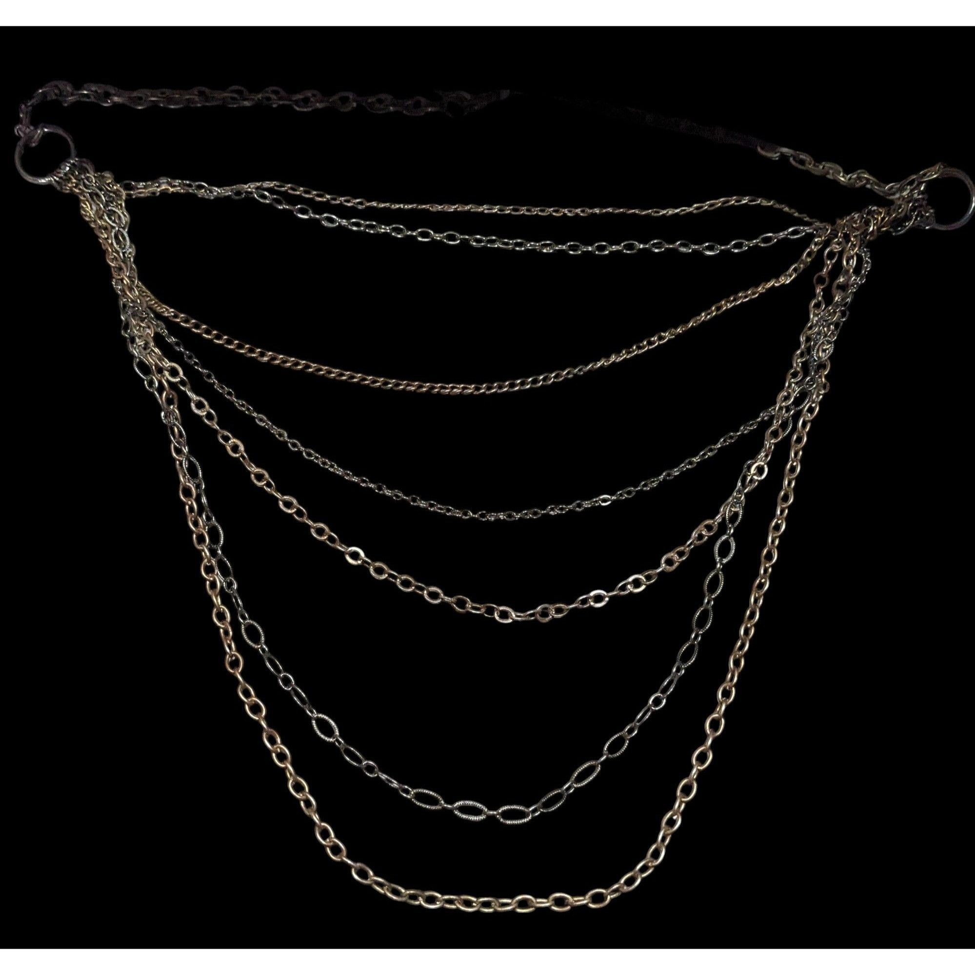 Other Antiqued Gold Tone Multilayer Chain Necklace Size ONE SIZE - 2 Thumbnail