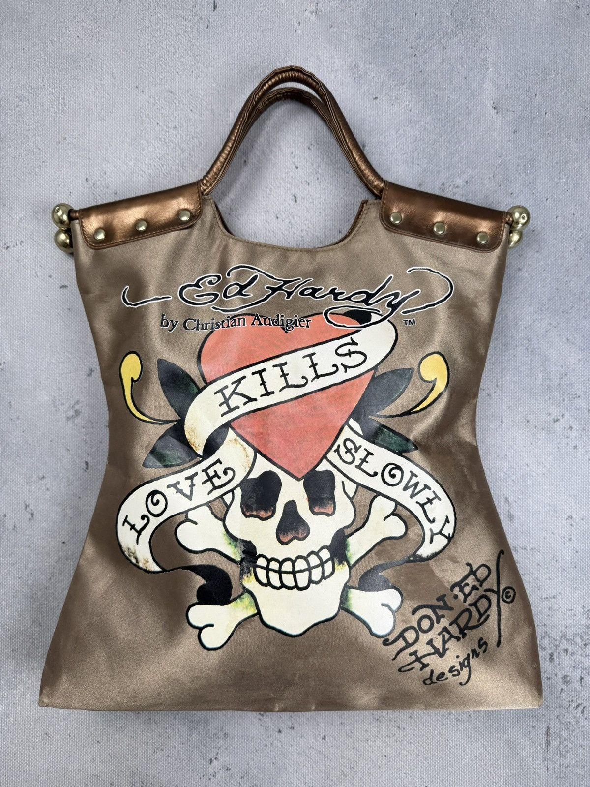 Ed Hardy Ed Hardy By Christian Audigier Skull Heart Tattoo Tote Bag Size ONE SIZE - 6 Thumbnail