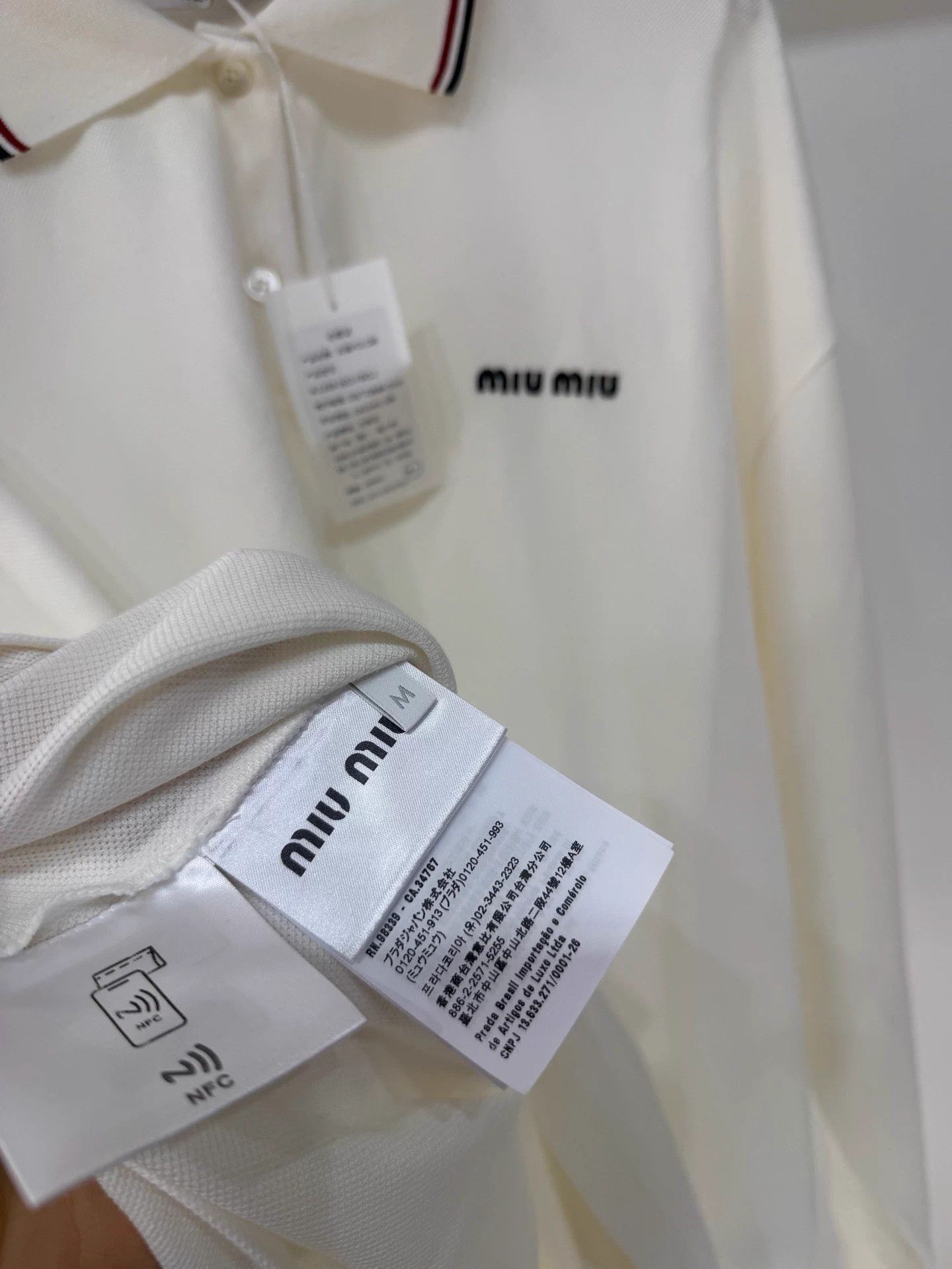 Miu Miu MIUMIU White Pique Long Sleeve Polo M NWT Size M / US 6-8 / IT 42-44 - 3 Thumbnail