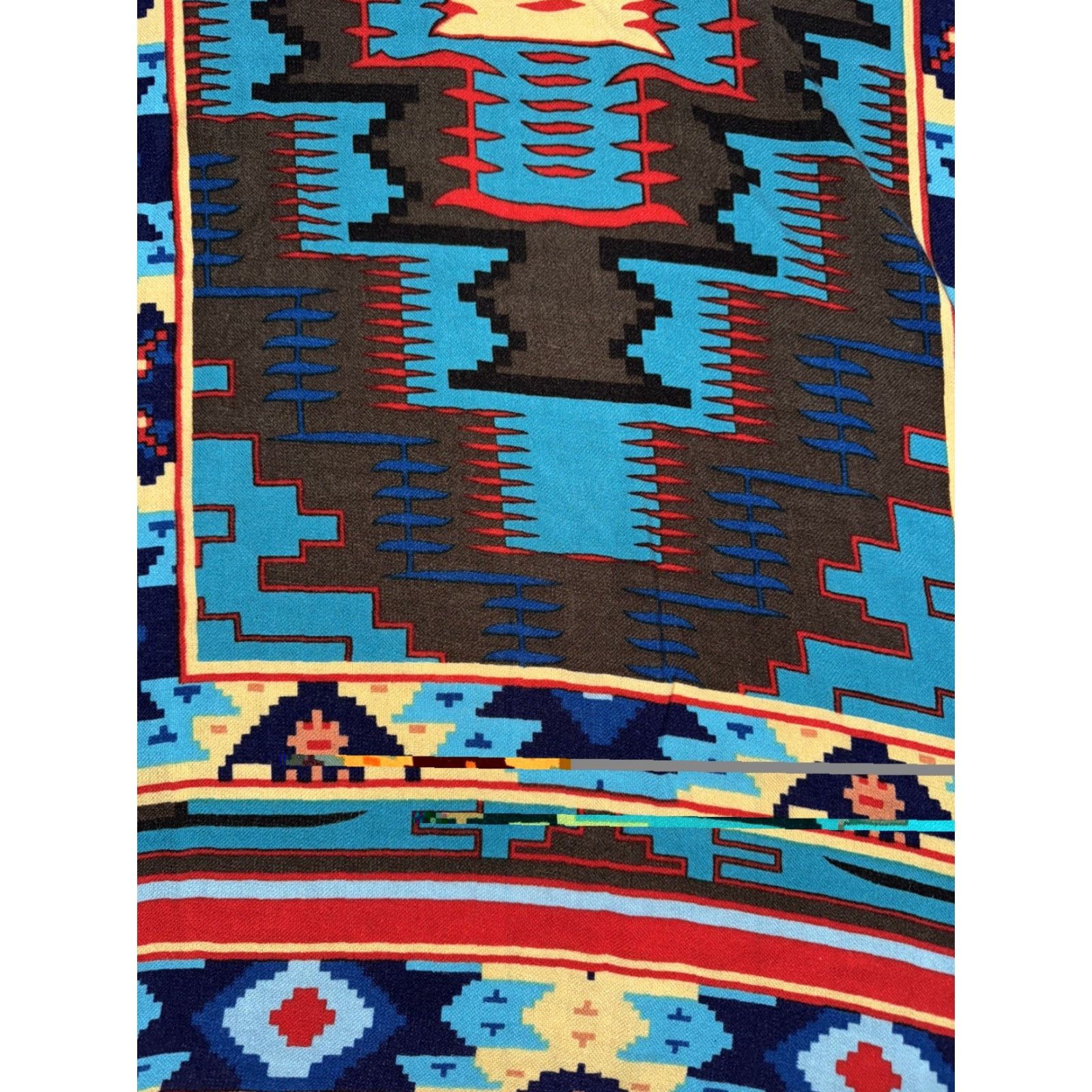 Vintage Western Style Southwestern Aztec Print Throw Shawl Blanket Scarf Boho Size ONE SIZE - 3 Thumbnail