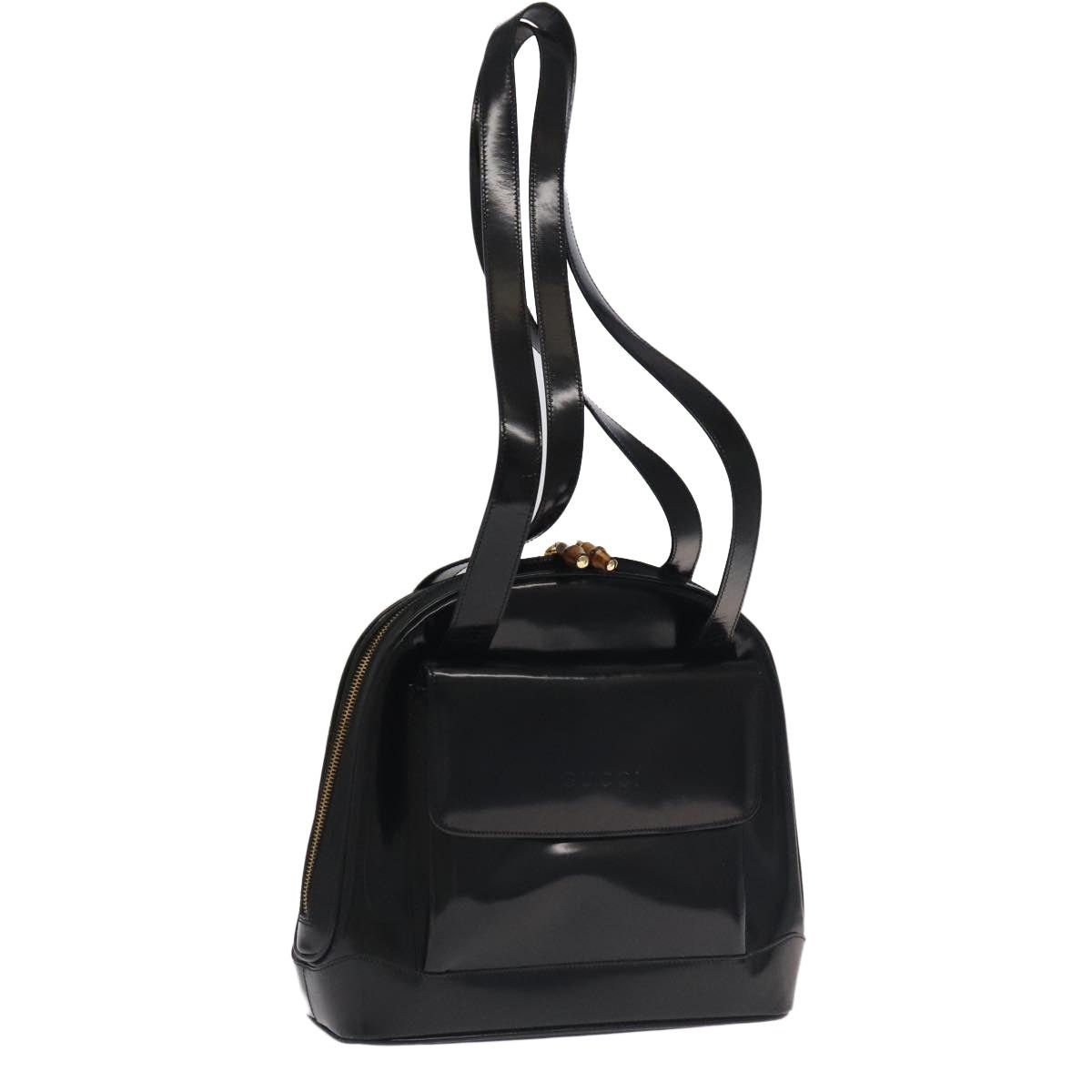 Gucci GUCCI Bamboo Shoulder Bag Enamel Black Gold 001 1075 1650 0 Size ONE SIZE - 1 Thumbnail