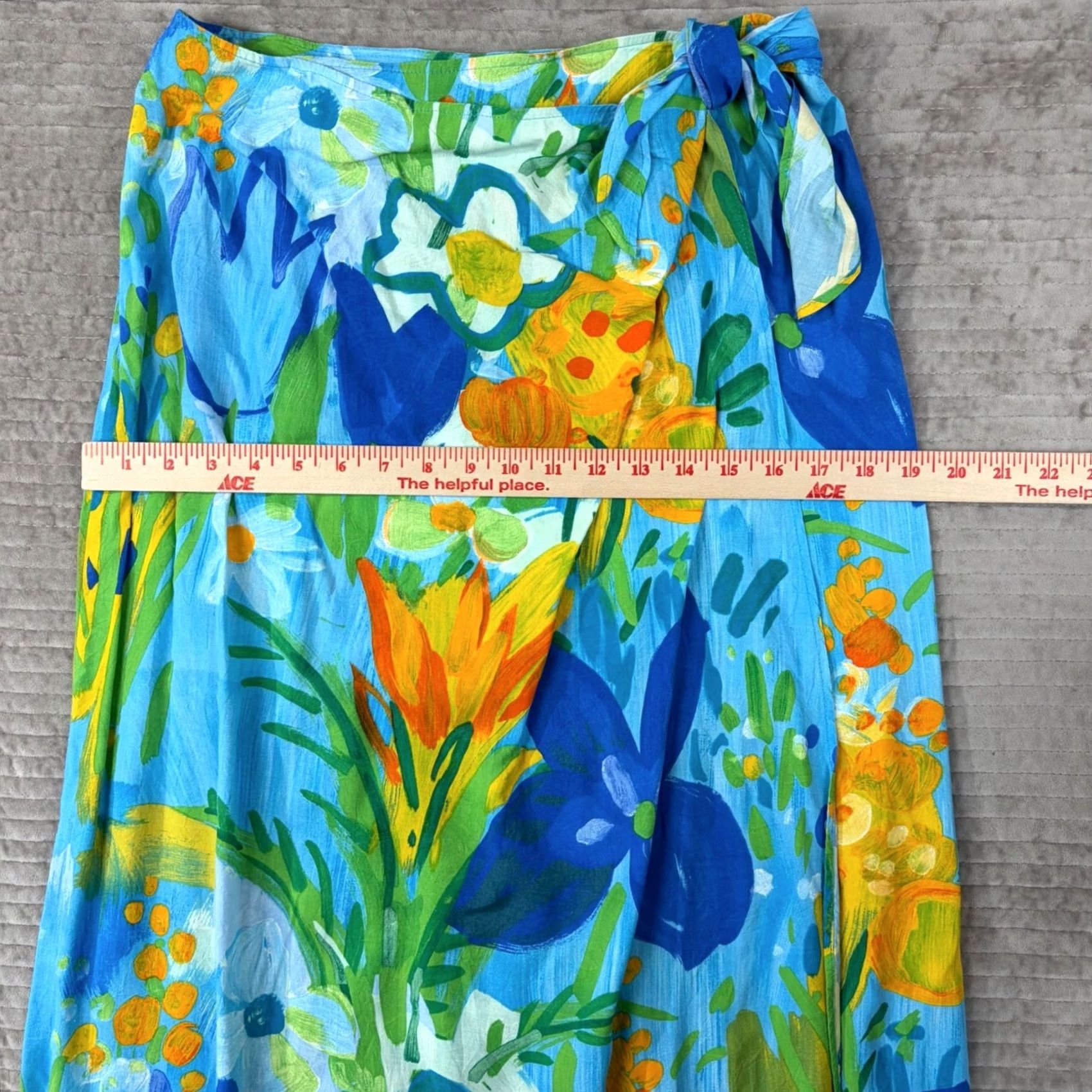 Jams World VINTAGE Jams World Wonderland Floral Wrap Skirt Blue Orange Rayon Made in Hawaii Large Size 36" / US 14 / IT 50 - 3 Thumbnail