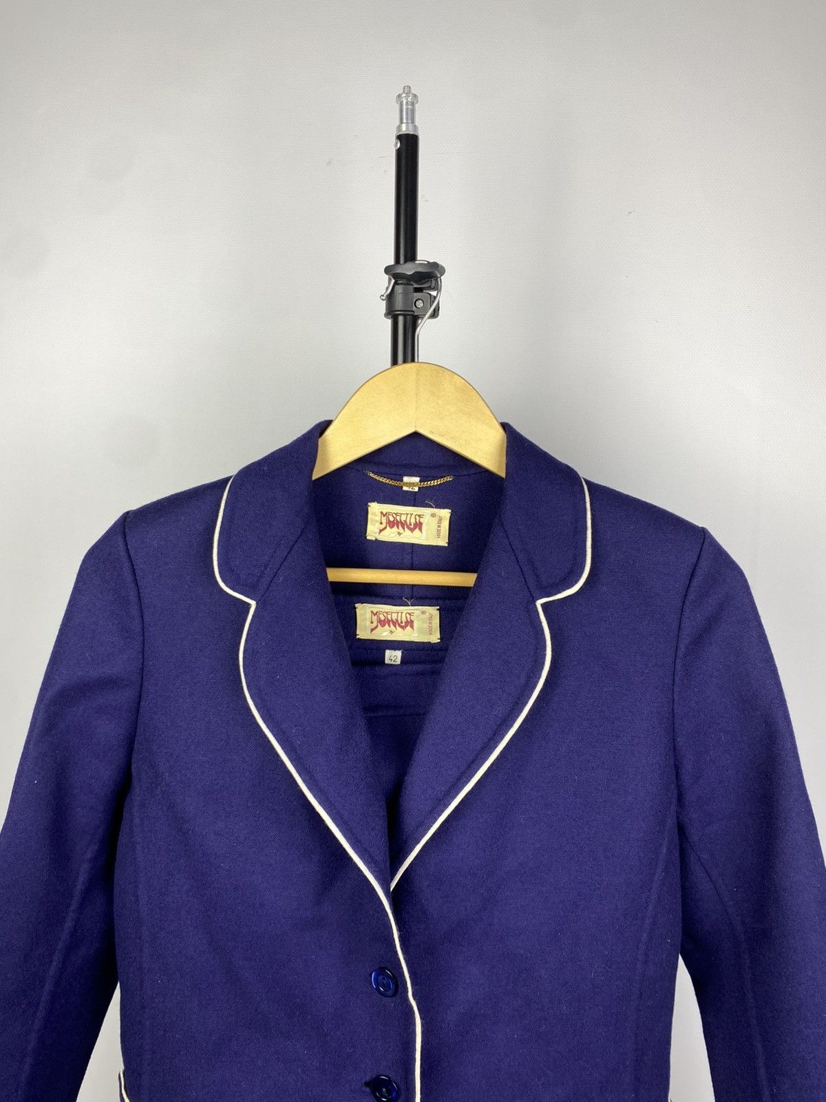 Designer Vintage 80s Archive Wool ITALY women’s suit blazer + skirt Size M / US 6-8 / IT 42-44 - 3 Thumbnail