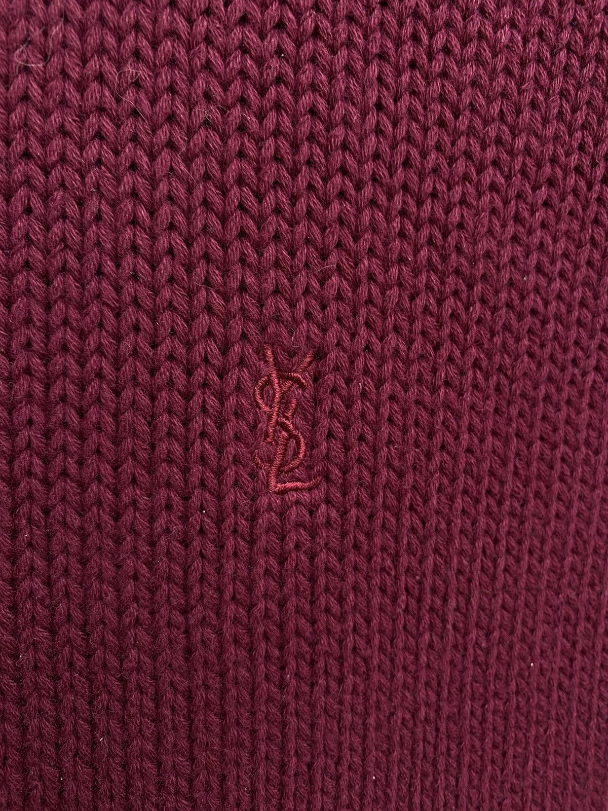 Yves Saint Laurent Burgundy YSL Sweater Knit Heavy Thick YSL Sweatshirt Size US XXL / EU 58 / 5 - 2 Thumbnail