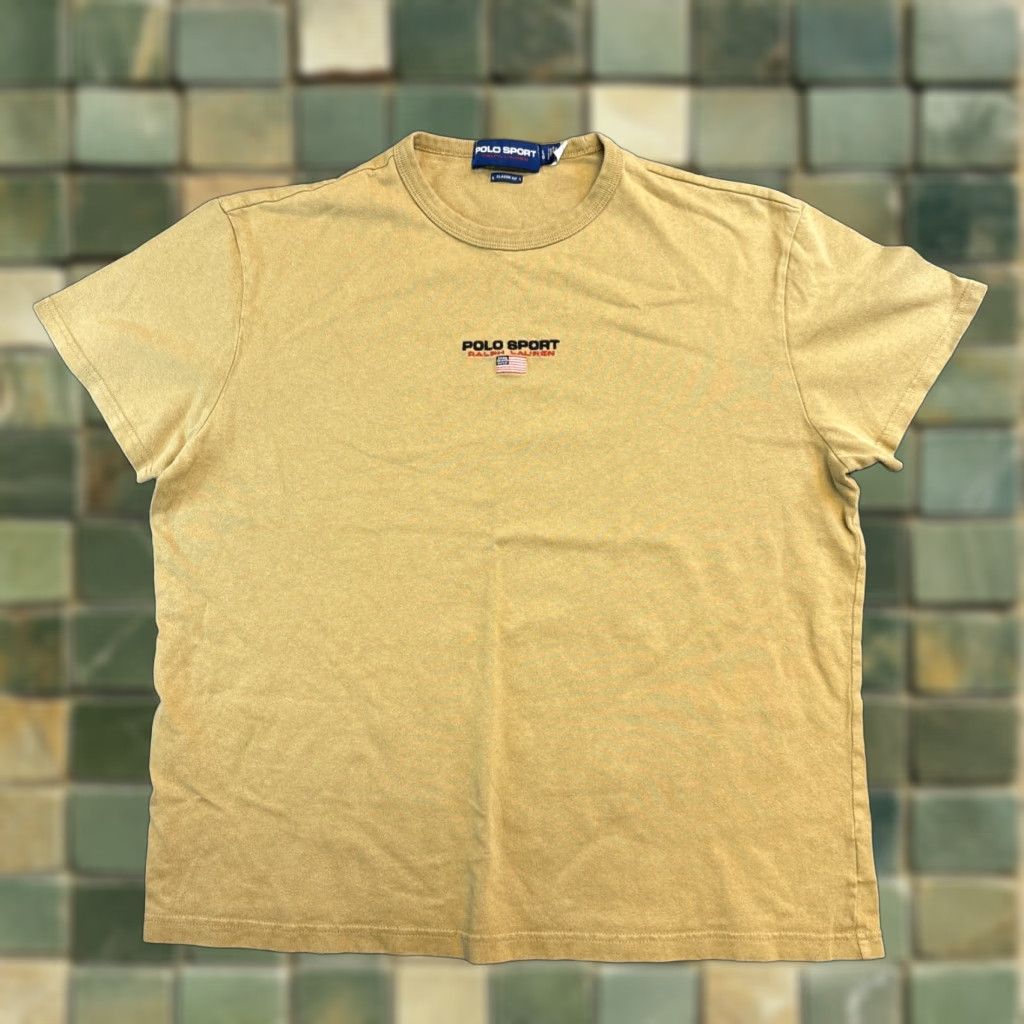 Vintage VTG Polo Sport Ralph Lauren 1992 Logo USA Flag Tee Brown Shirt L Womens Classic Fit T-Shirt Size L / US 10 / IT 46 - 1 Thumbnail