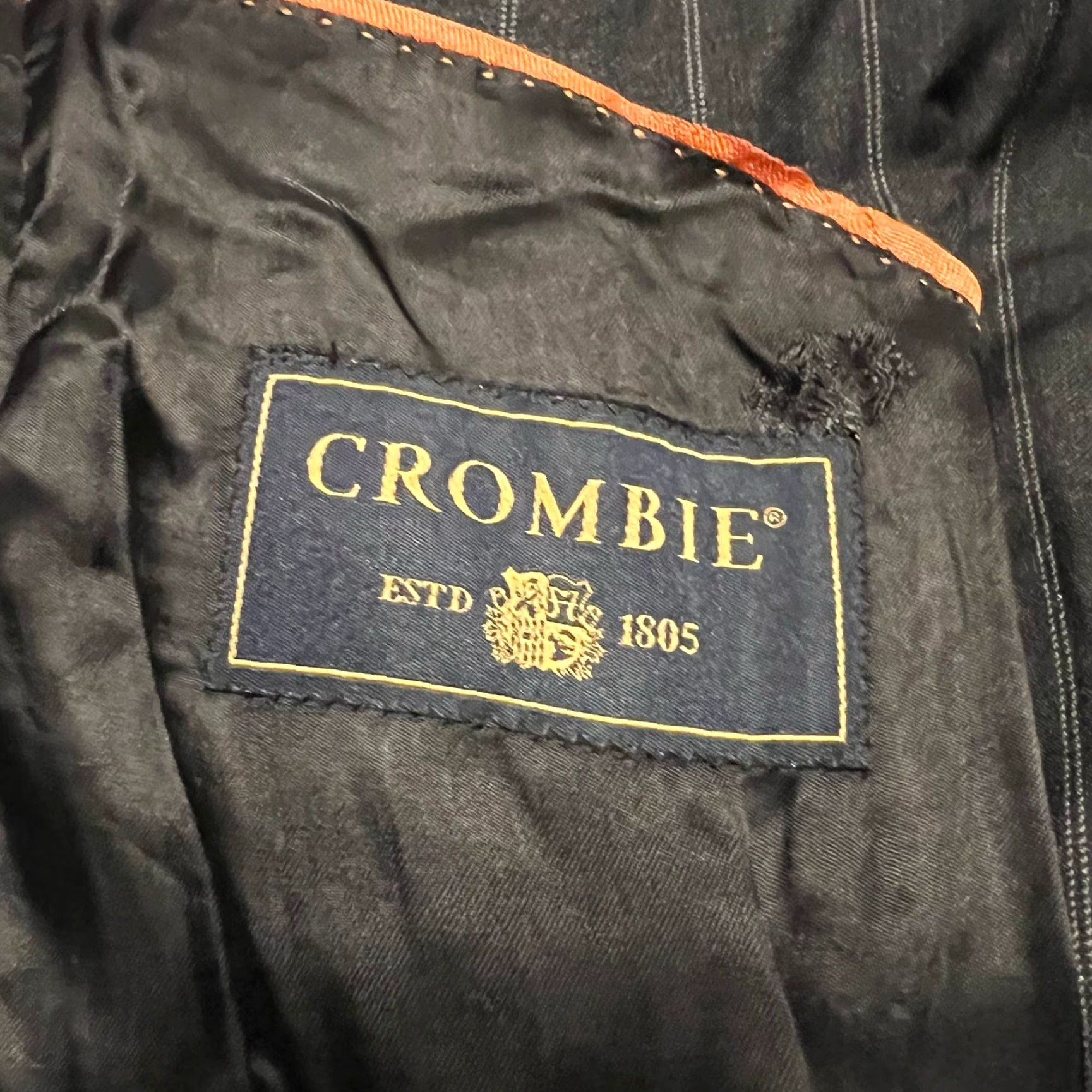 Crombie Crombie Blazer Jacket Mens 44 Long Grey Pinstripe Wool 2 Button Super 110 Size 44R - 6 Thumbnail