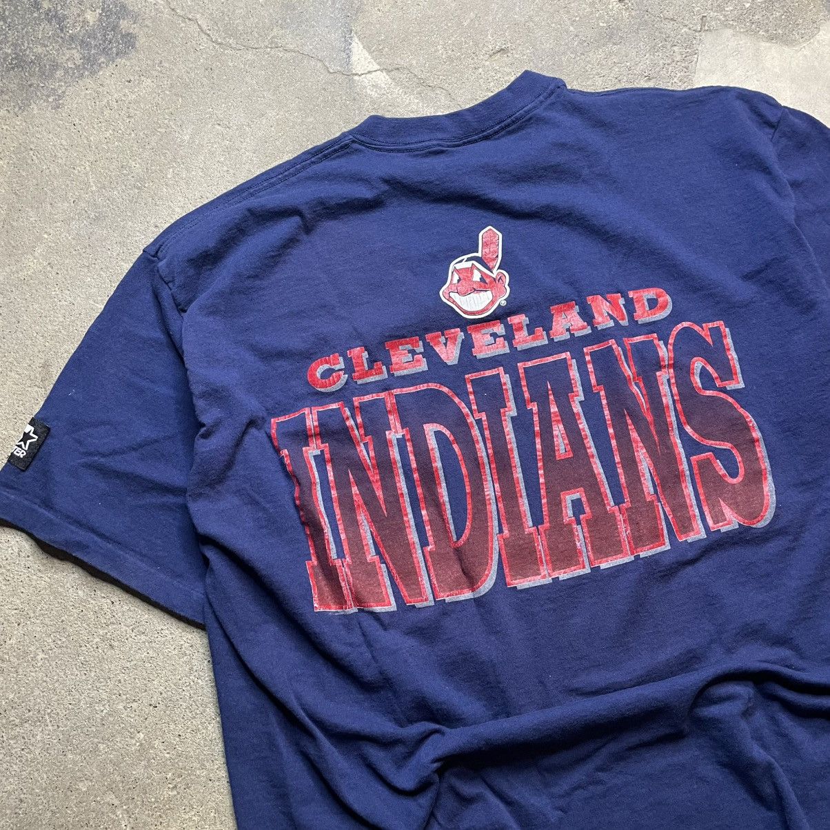 Starter Vintage 90's Starter Cleveland Indians Big Logo Double Sided Size US XL / EU 56 / 4 - 4 Thumbnail