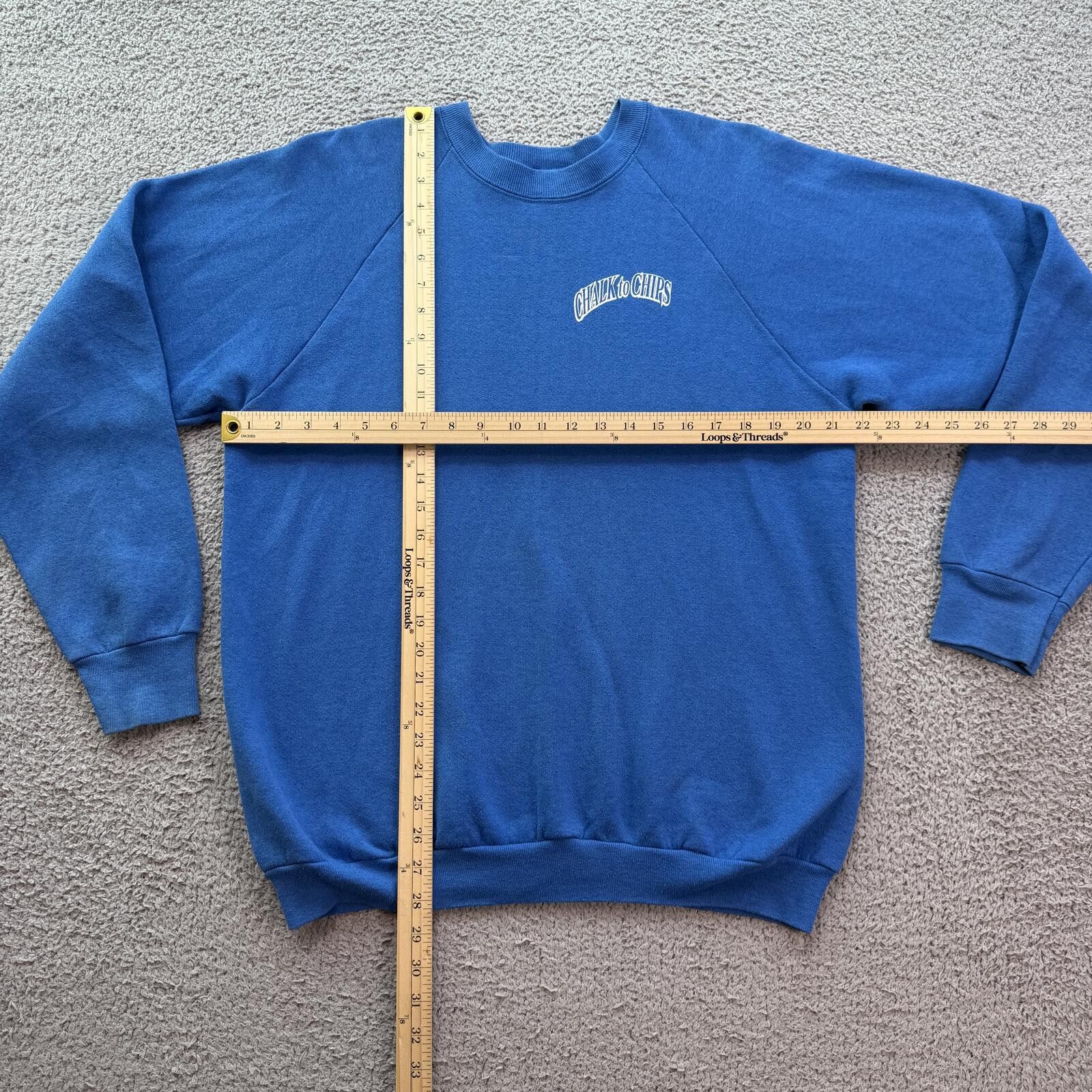 Fruit Of The Loom Vintage Chalk To Chips Crewneck Sweatshirt Blue 90s XL Size US XL / EU 56 / 4 - 3 Thumbnail