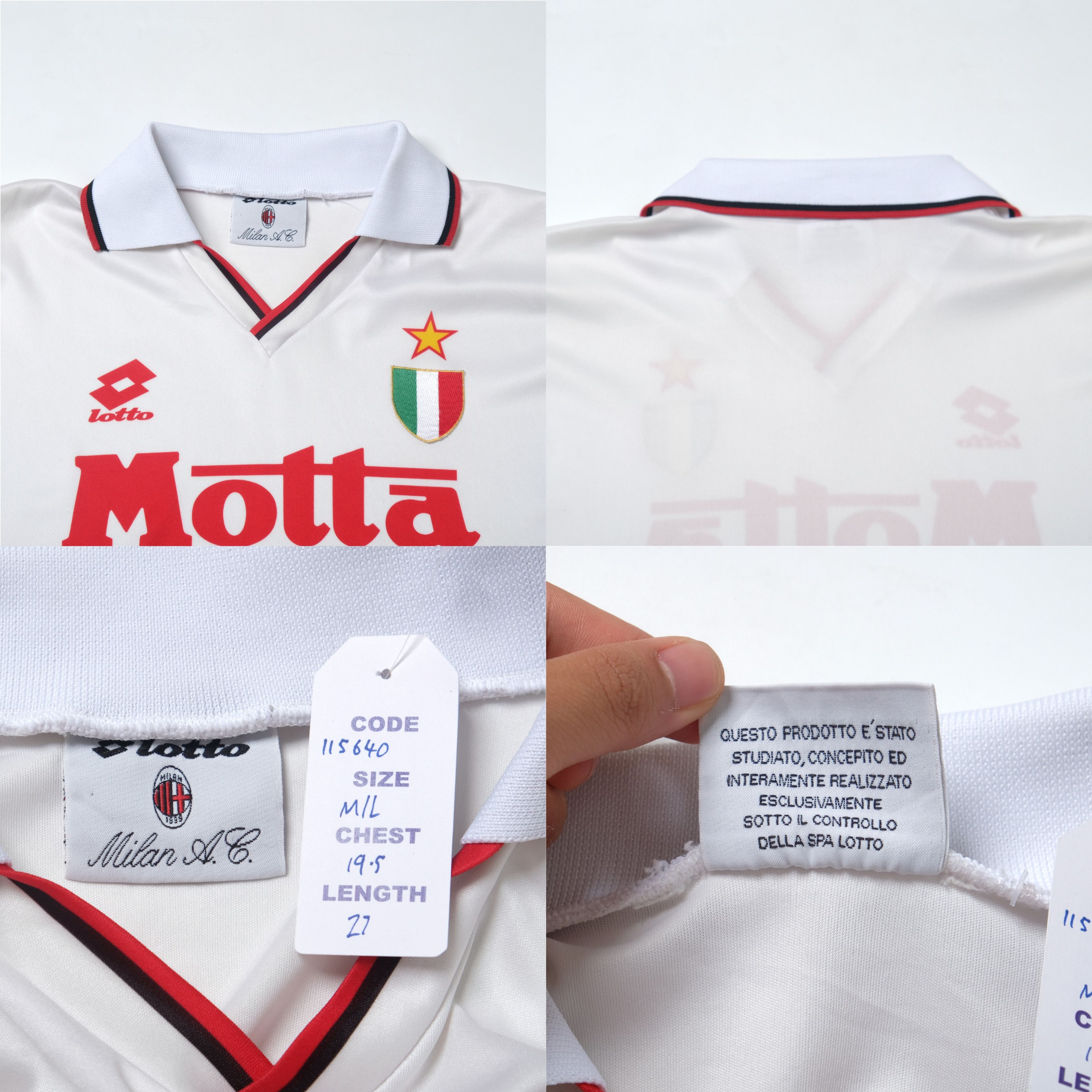 Lotto Sport 1993/94 AC Milan Away Shirt Lotto (M/L) Size US M / EU 48-50 / 2 - 4 Thumbnail