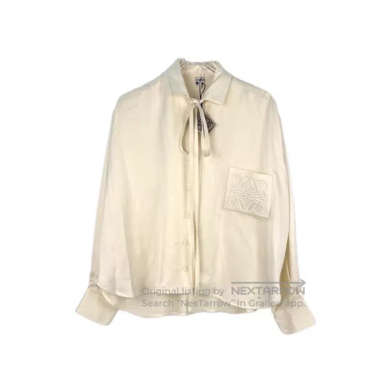 Loewe Loewe Champagne color embroidered big logo satin shirt Size XS / US 0-2 / IT 36-38 - 1 Thumbnail