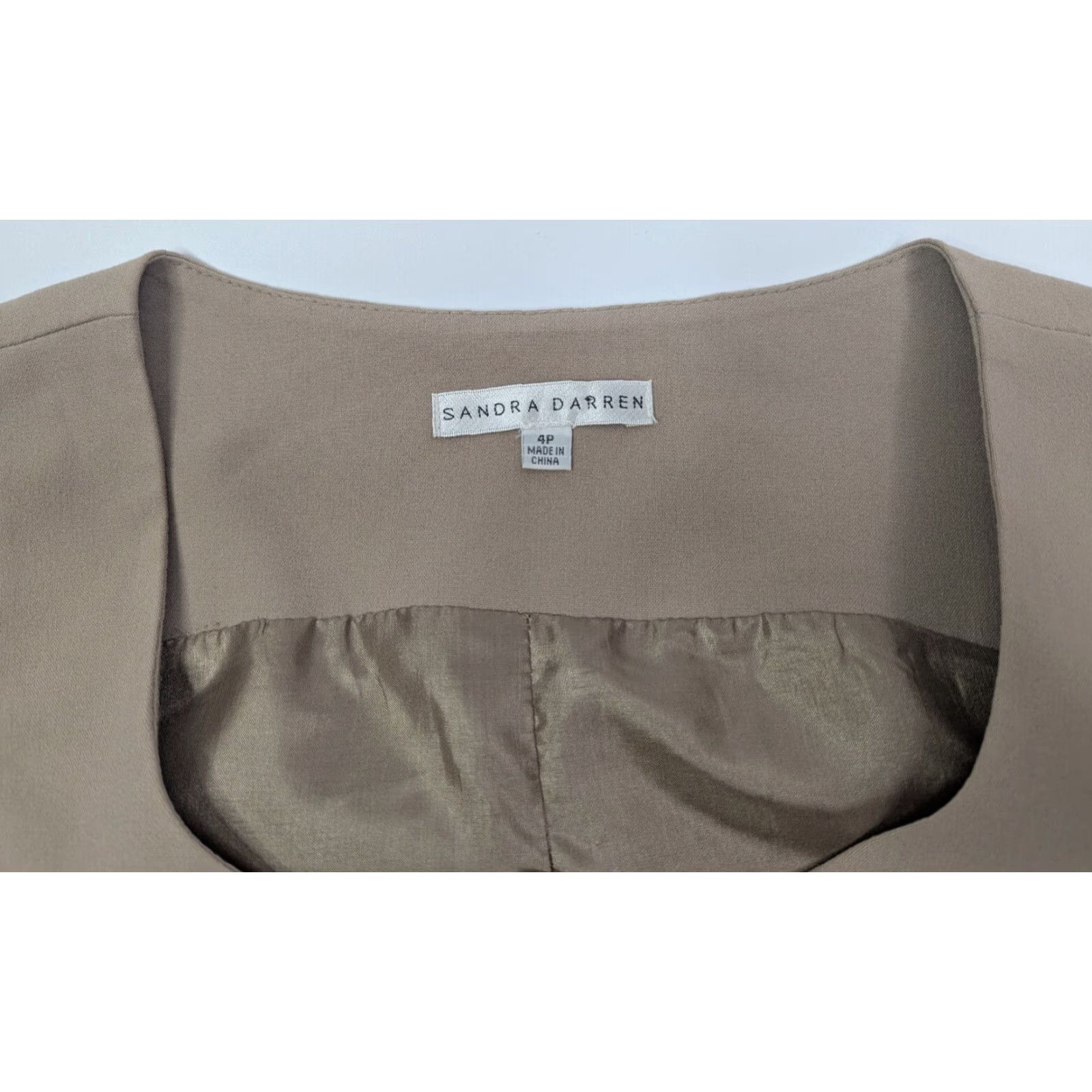 Vintage Sandra Darren Womens Dress Cap Sleeve Belted Midi Sheath Tan 4P Pockets? (Note: cap sleeve, belt, tan, petite) Size S / US 4 / IT 40 - 6 Thumbnail