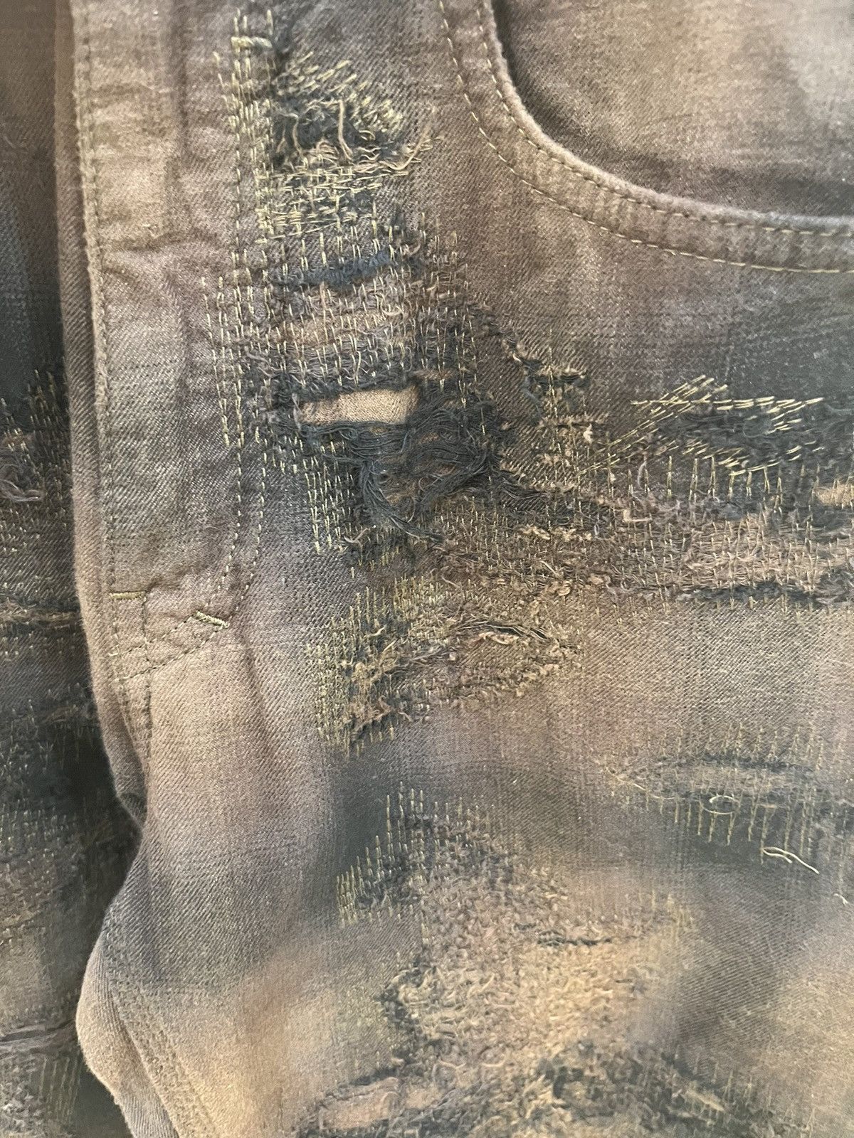 Givenchy boro distressed checker plaid denim pants,size46 Size US 28 / EU 44 - 6 Thumbnail